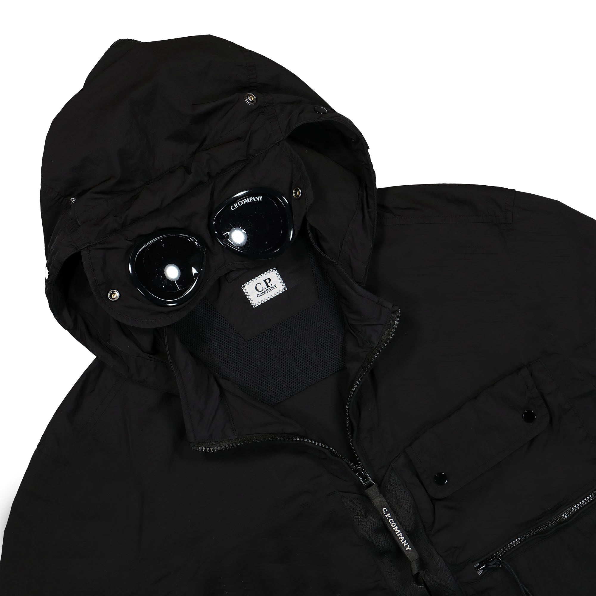 C.P. Company Chrome-R Goggle Overshirt Black Windbreaker Close-up | Overkill