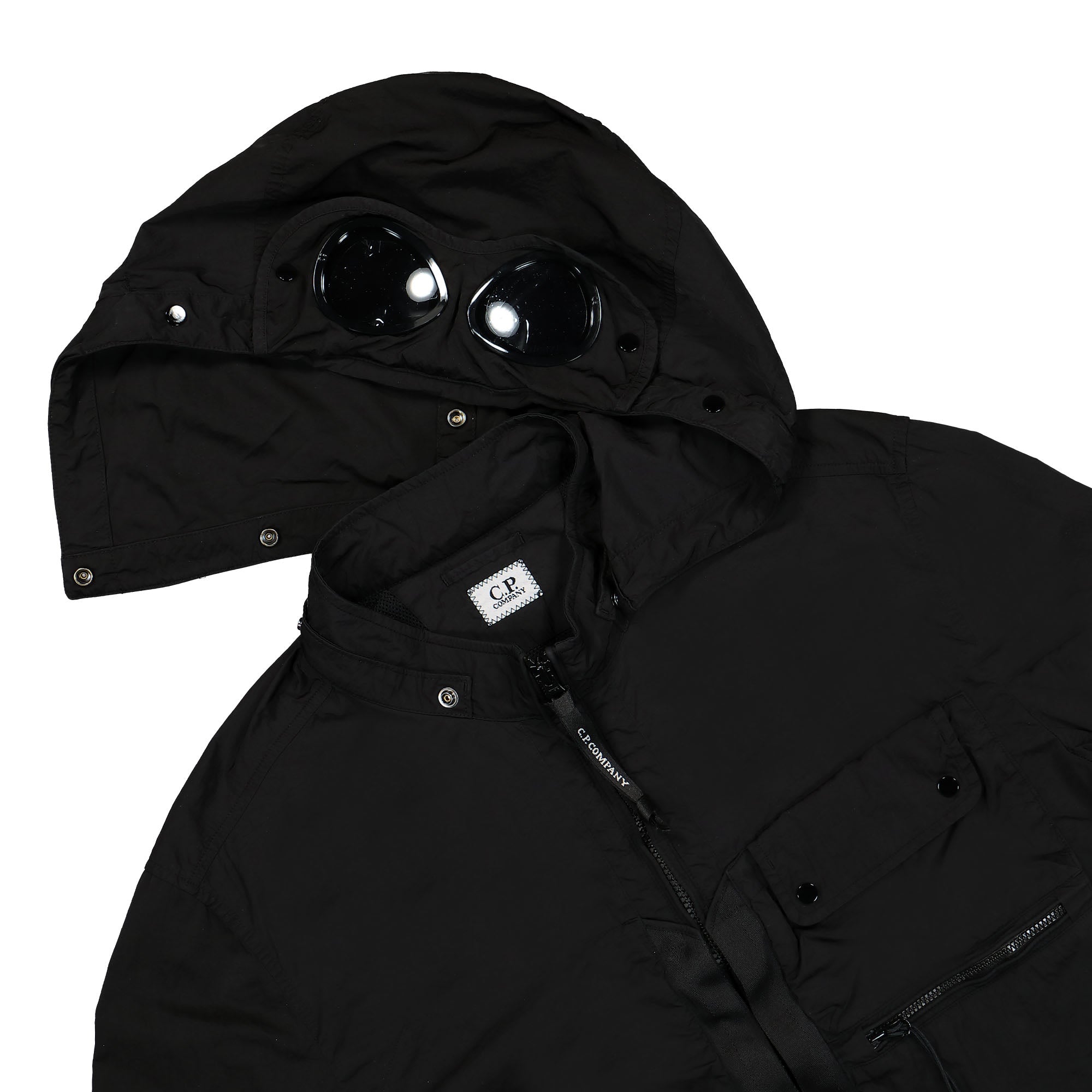 C.P. Company Chrome-R Goggle Overshirt Black Windbreaker Detailfoto | Overkill