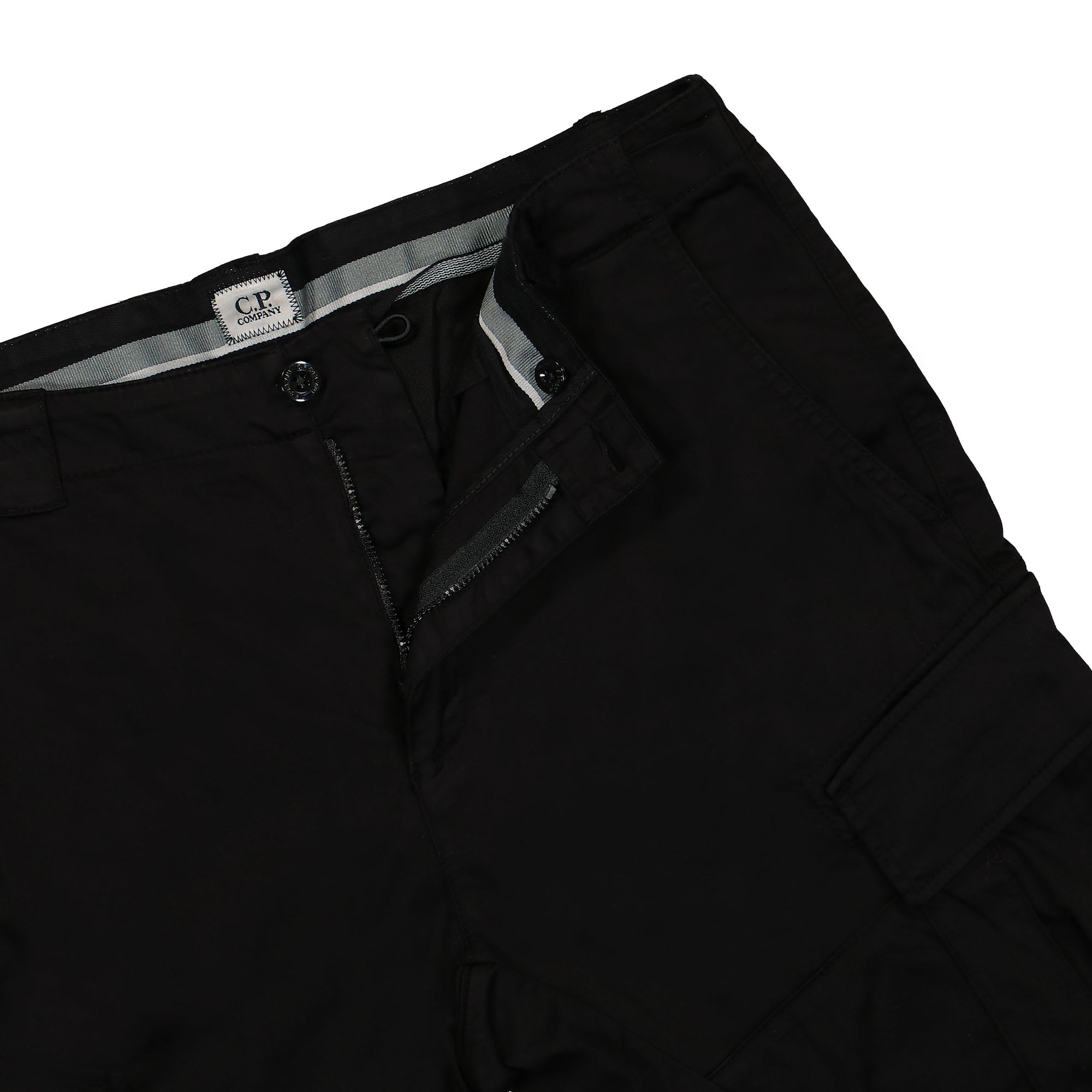 C.P. Company Stretch Sateen Lens Cargo Pants Black Cargo Pants Detail view 1 | Overkill