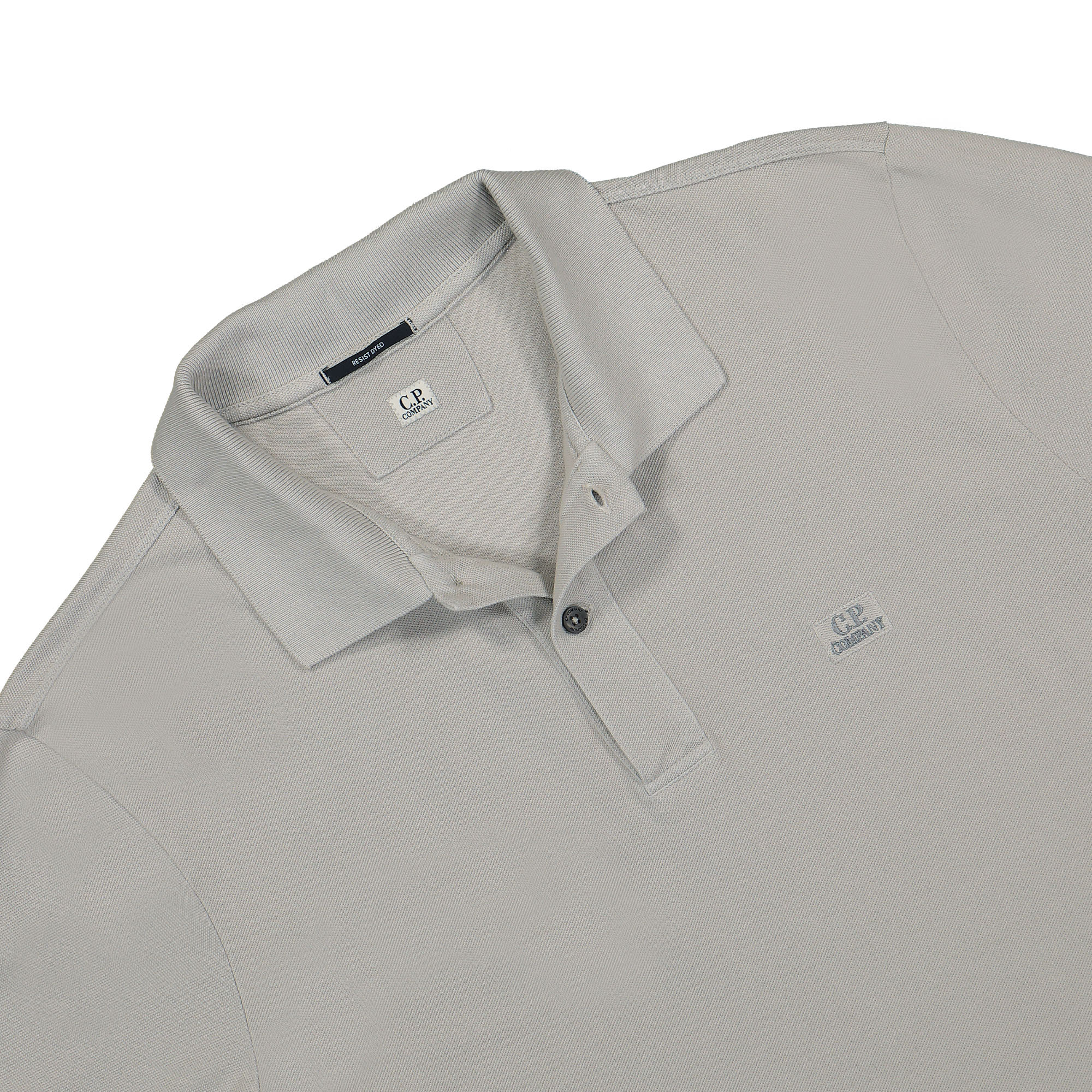 C.P. Company 24/1 Piquet Polo Shirt Flint Grey Polo Shirts Close-up | Overkill