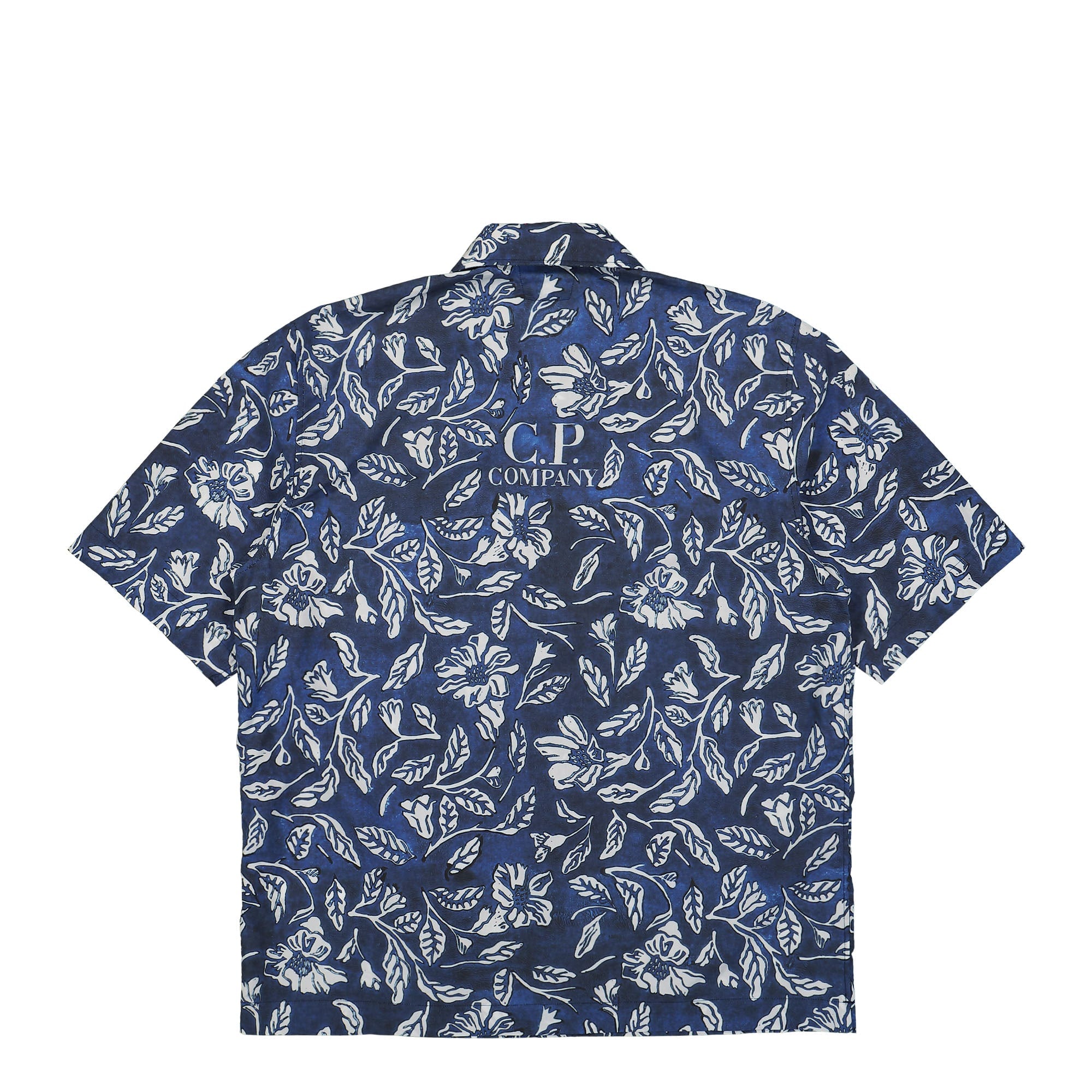 C.P. Company Popeline All-Over Flower Stamp Shirt Medieval Blue Shirts Material | Overkill