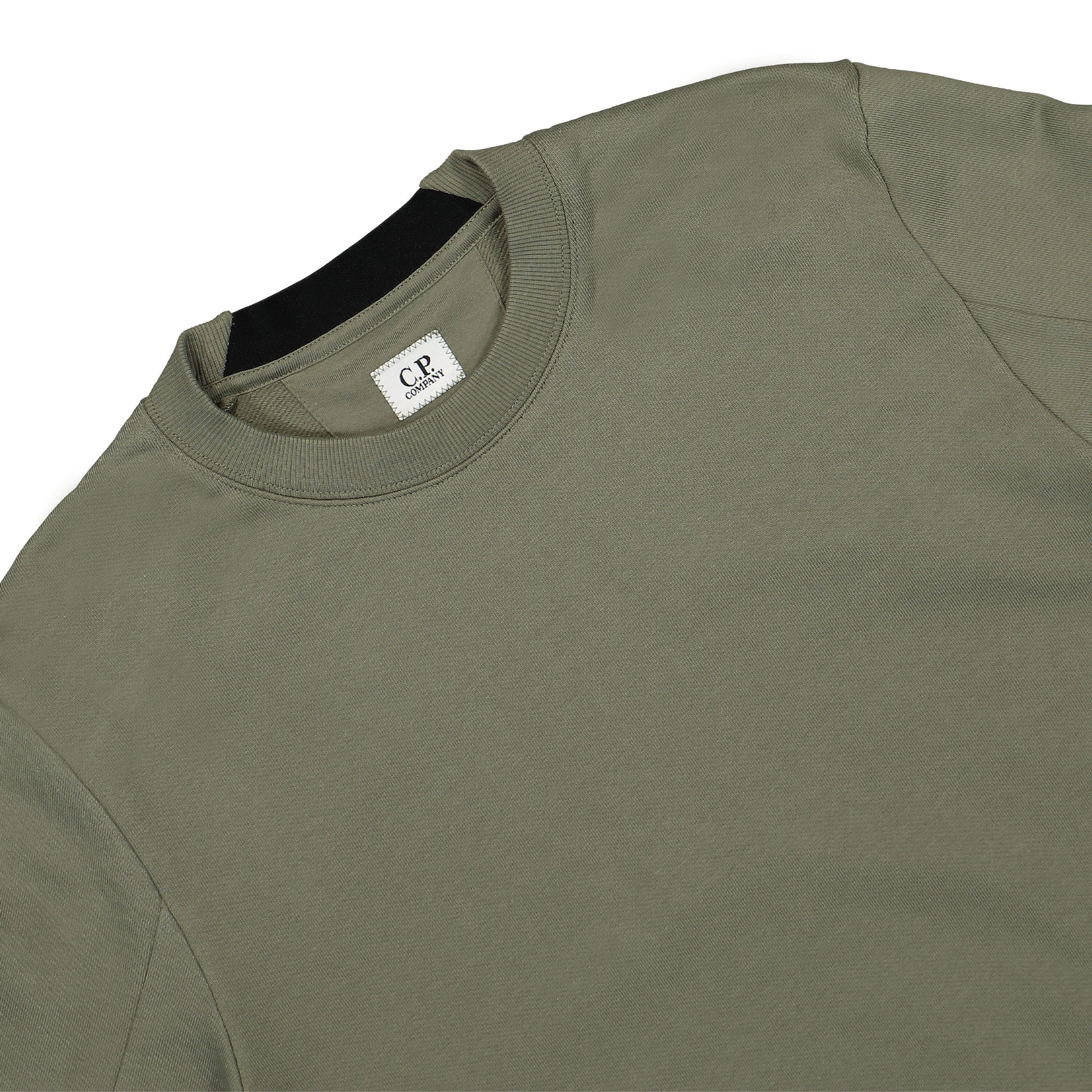 C.P. Company Diagonal Raised Fleece Back Logo Sweatshirt Bronze Green Sweatshirts Close-up | Overkill
