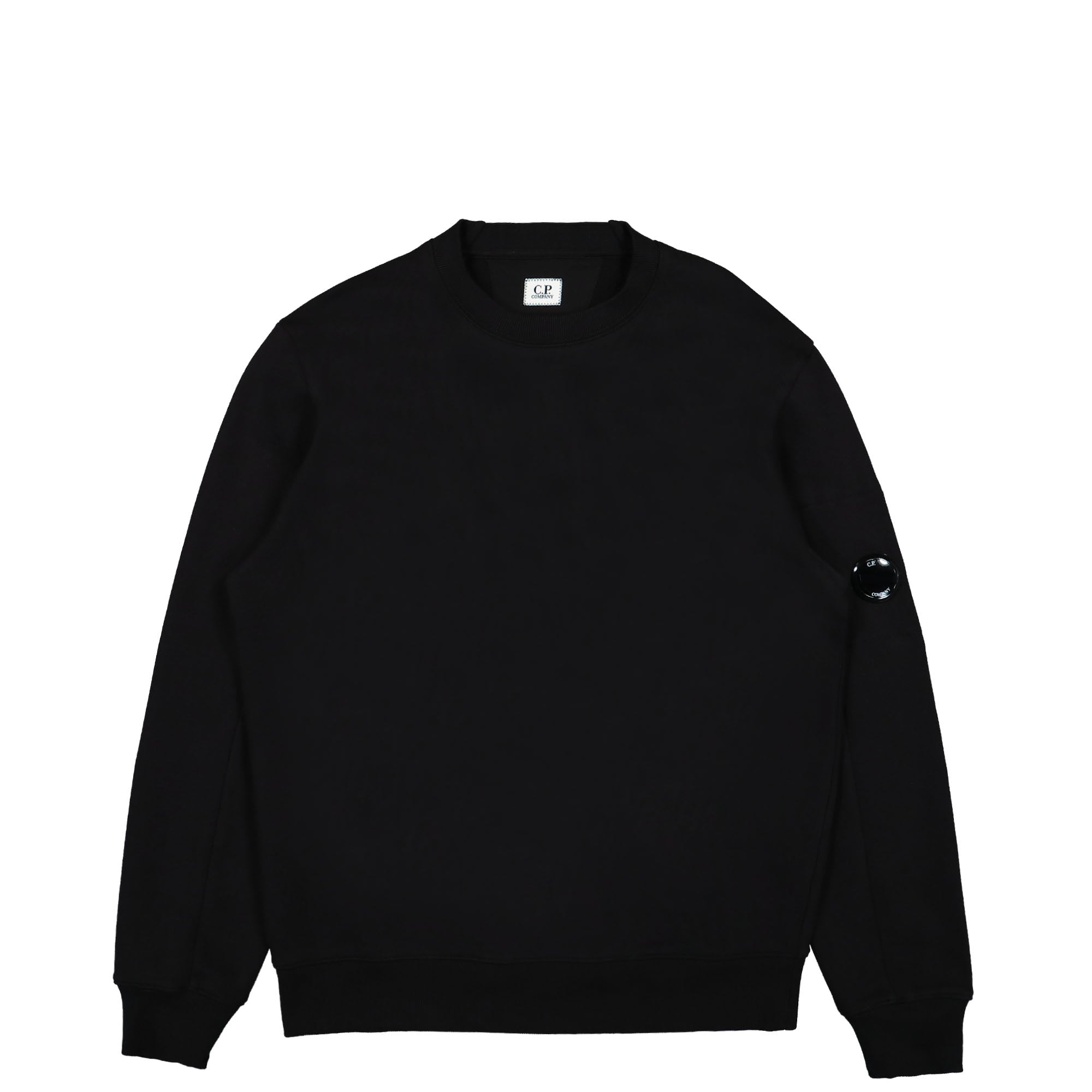 C.P. Company Diagonal Raised Fleece Back Logo Sweatshirt Black Sweatshirts 14CMSS022A-005086W 999 | Overkill