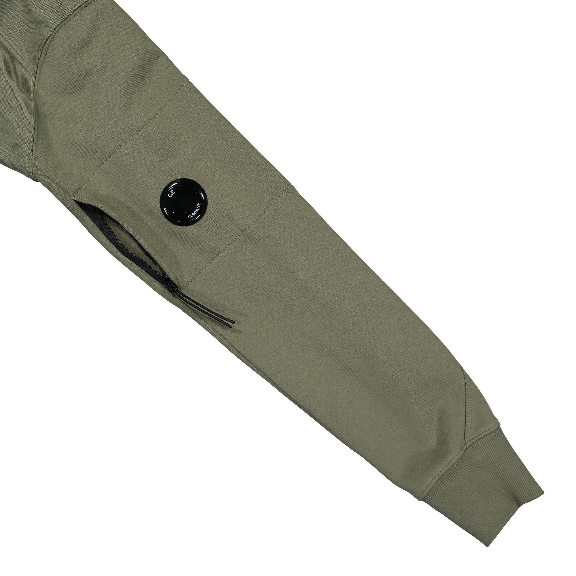 C.P. Company Diagonal Raised Fleece Pullover Hoodie Bronze Green Hoodies Detail view 1 | Overkill