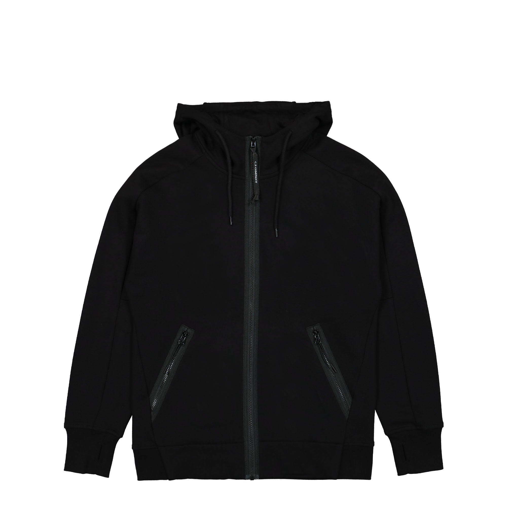C.P. Company Diagonal Raised Fleece Goggle Zipped Hoodie Black Hoodies 14CMSS082A-005086W 999 | Overkill