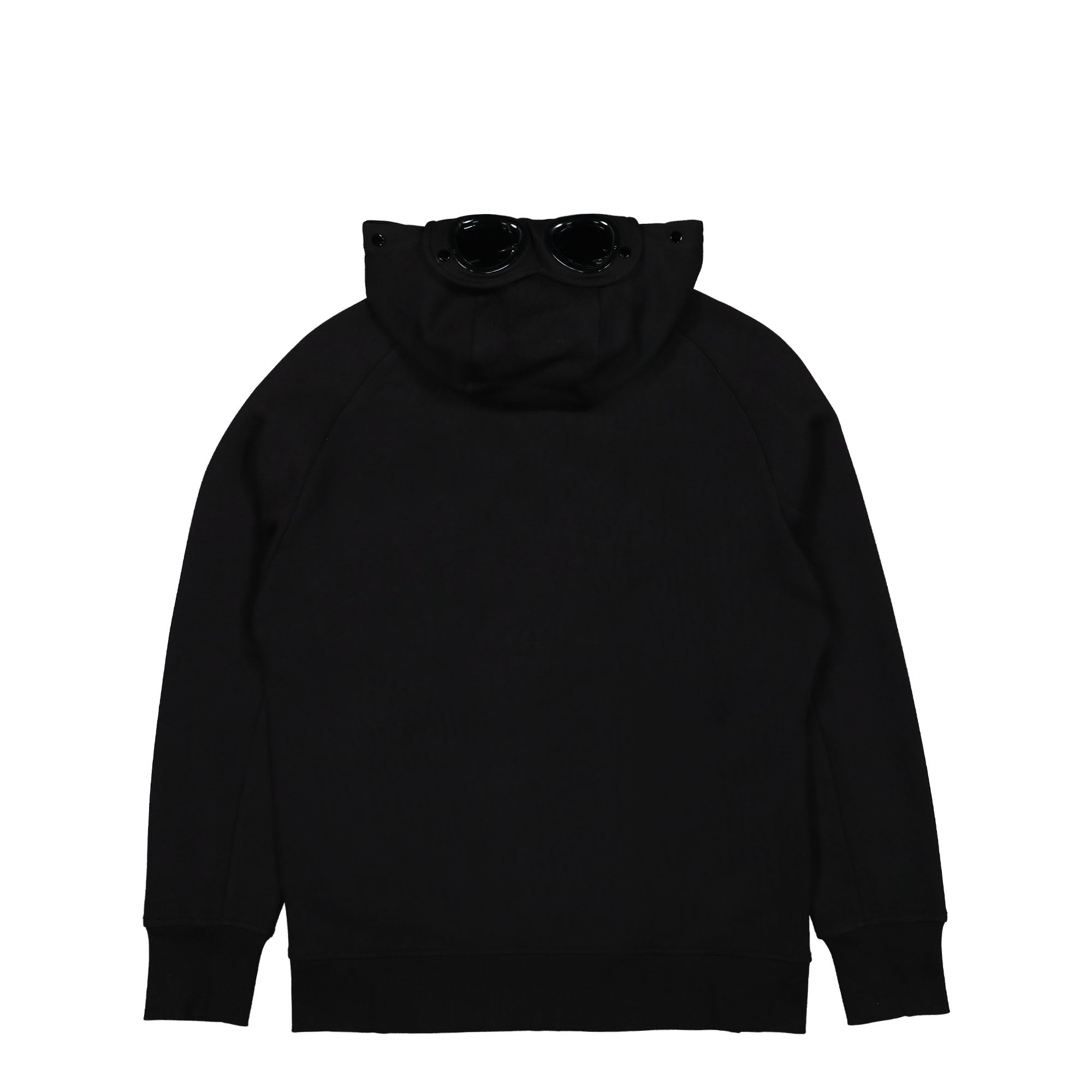 C.P. Company Diagonal Raised Fleece Goggle Zipped Hoodie Black Hoodies Material | Overkill