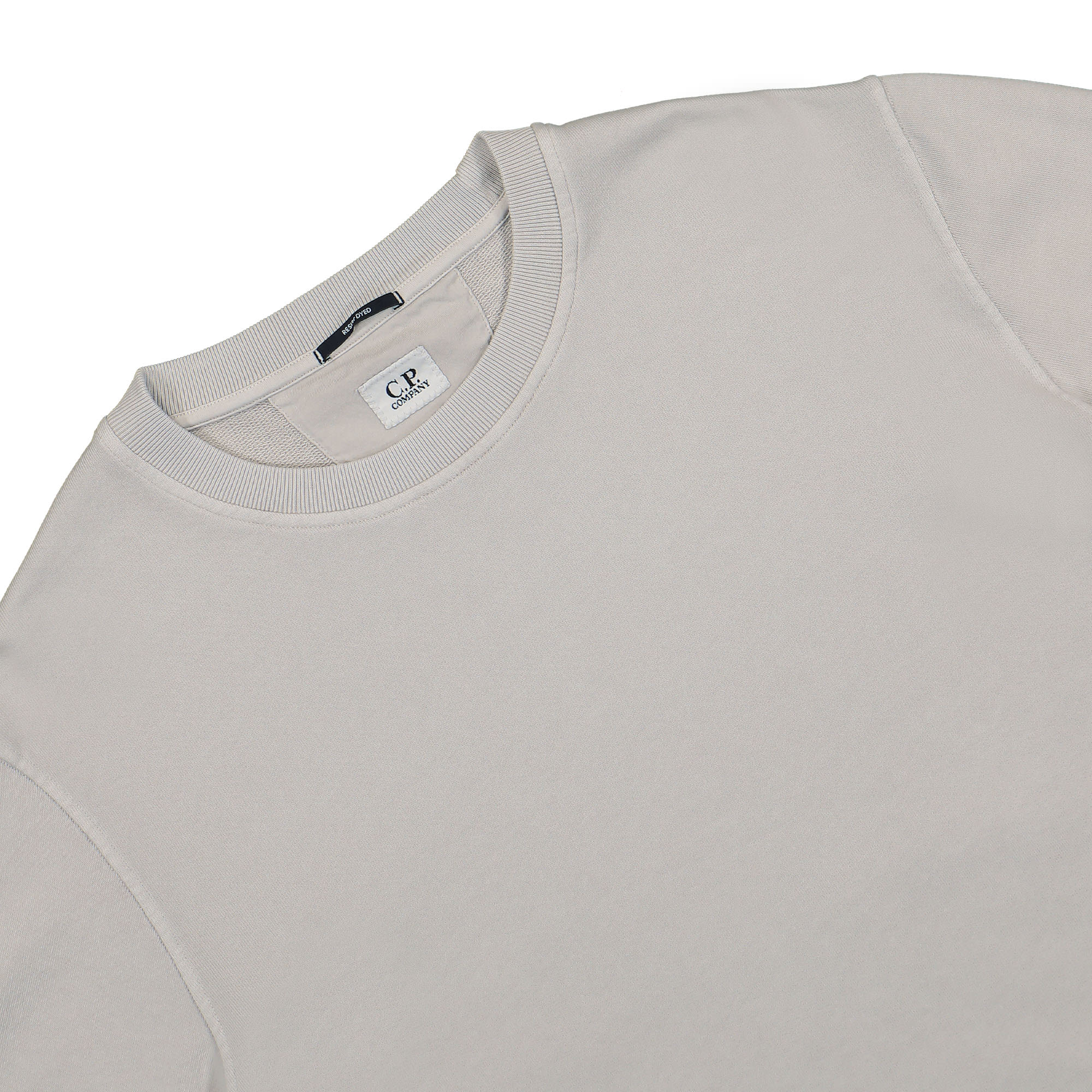 C.P. Company Cotton Fleece Resist Dyed Sweatshirt Flint Grey Sweatshirts Close-up | Overkill