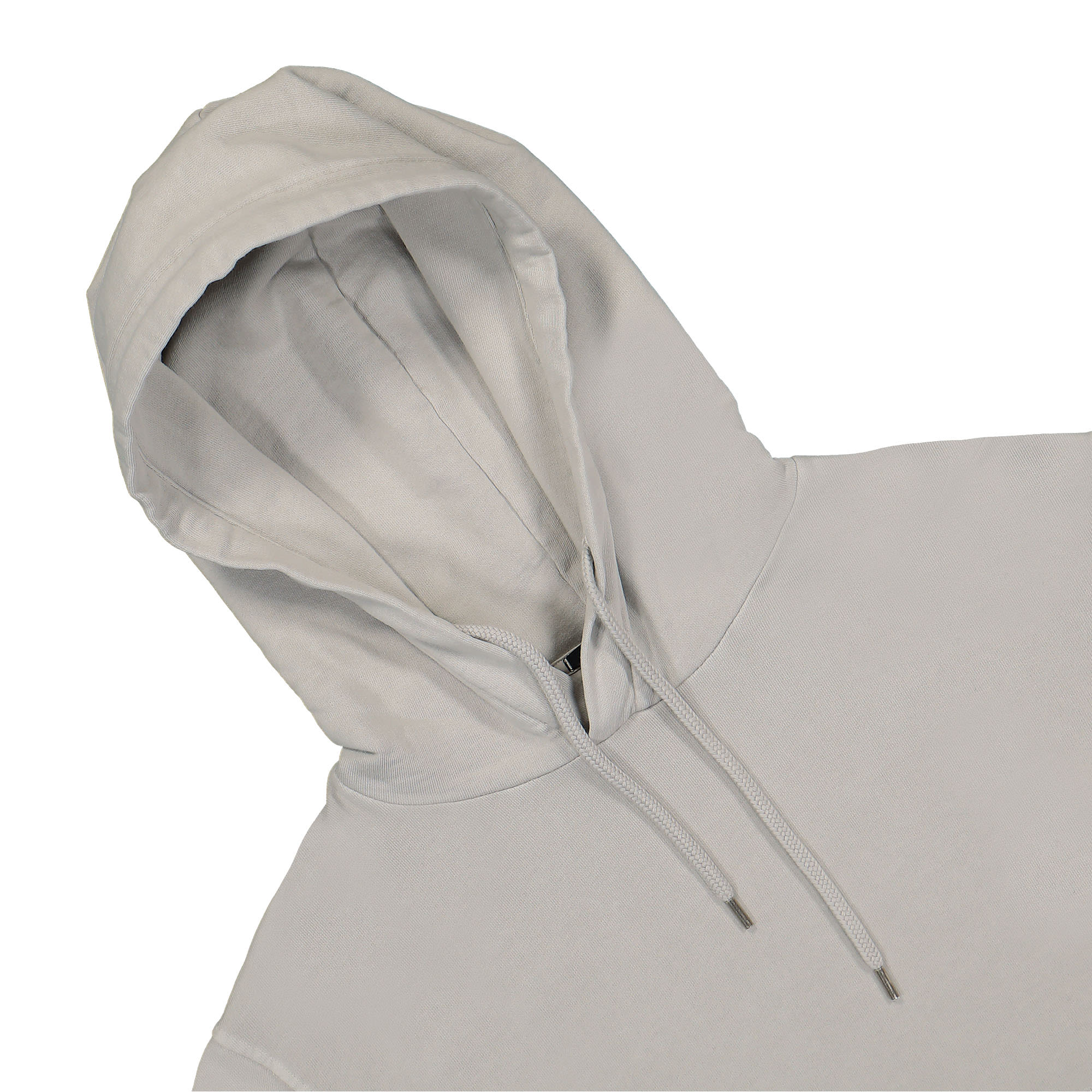 C.P. Company Cotton Fleece Logo Hoodie Flint Grey Hoodies Close-up | Overkill