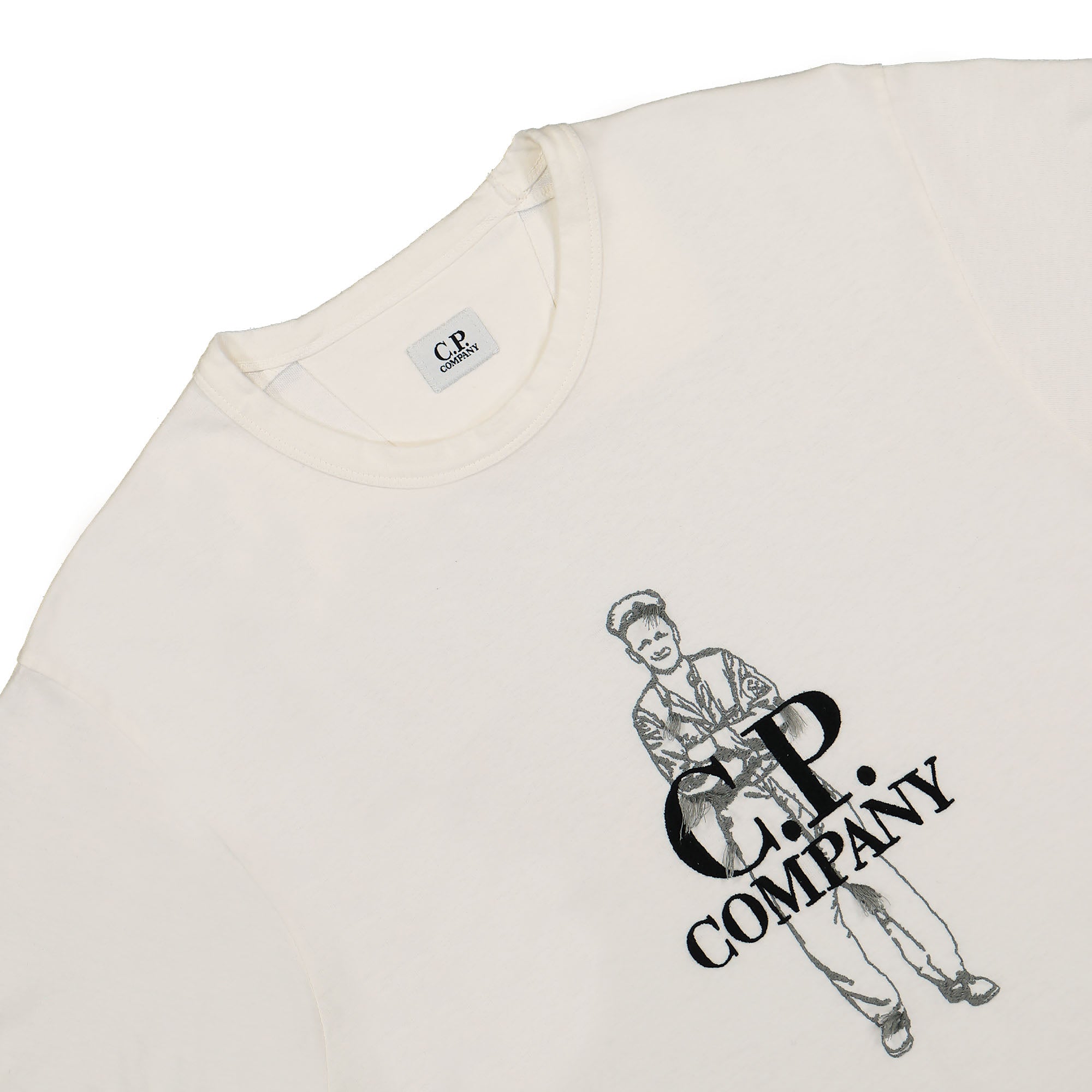 C.P. Company Jersey British Sailor T-Shirt Gauze White T-Shirts Close-up | Overkill