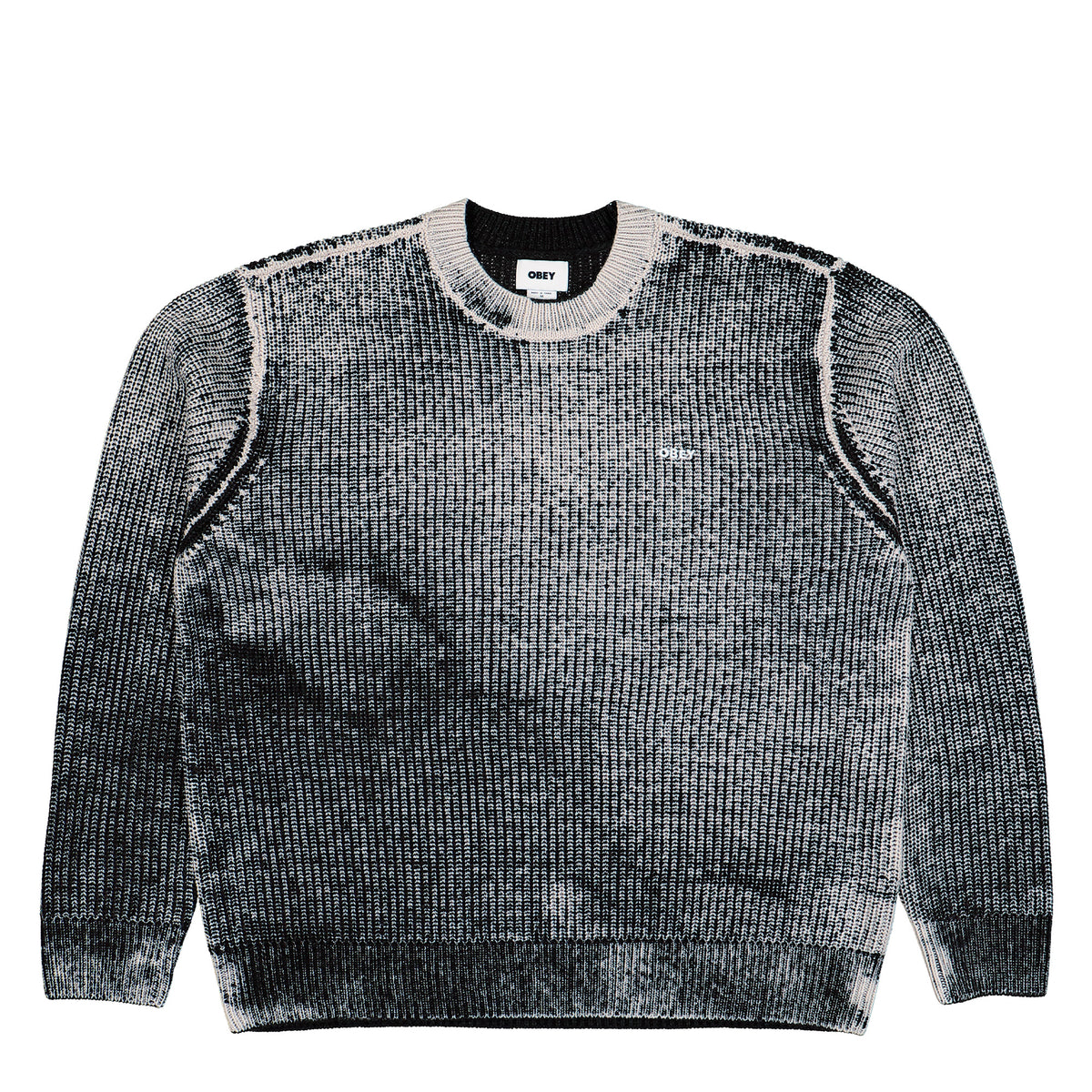 Obey Spray Effect Sweater Dark Black Multi Sweatshirt 151000109-DKB | Overkill