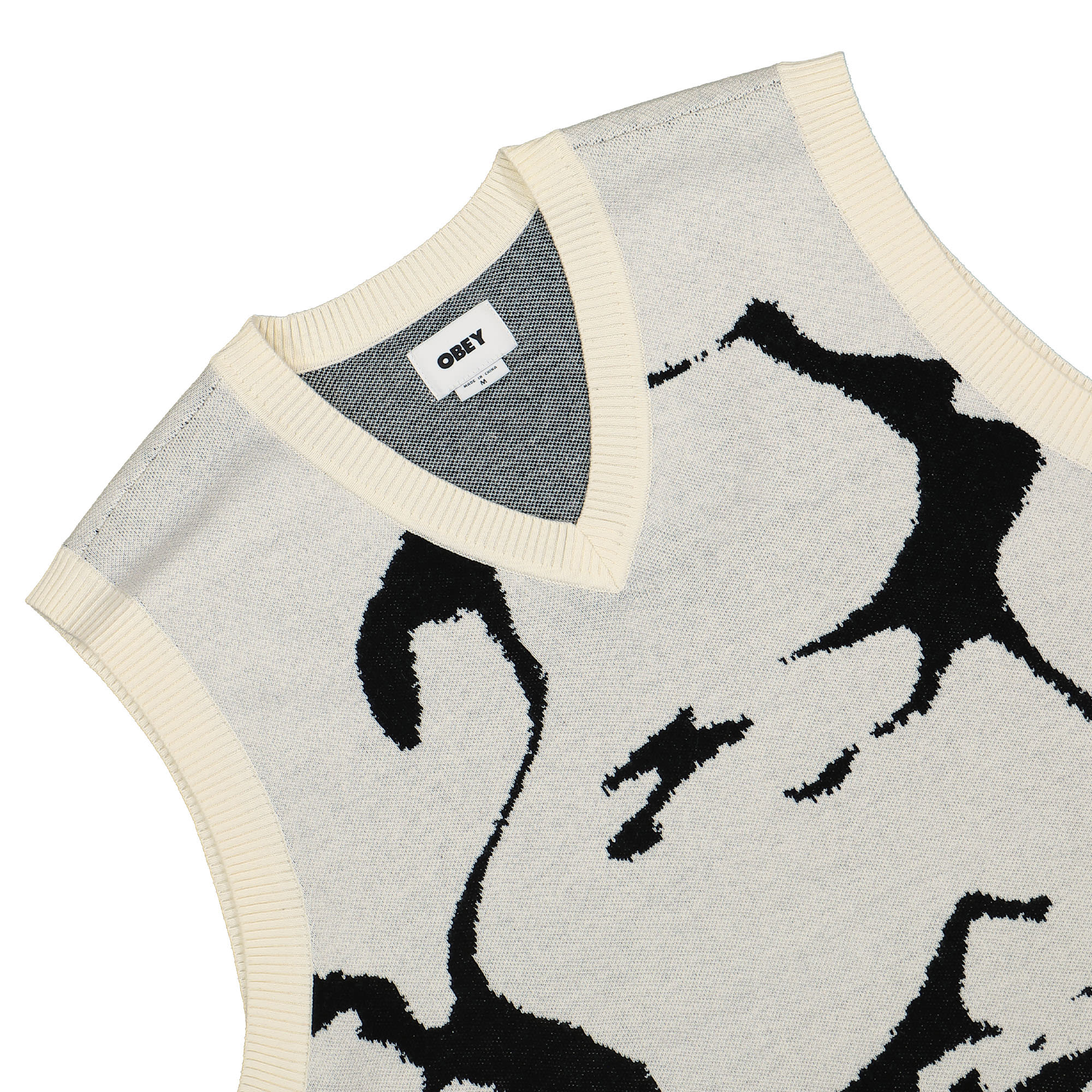 Obey Defaced Vest Unbleached Multi Sweater Vests Close-up | Overkill