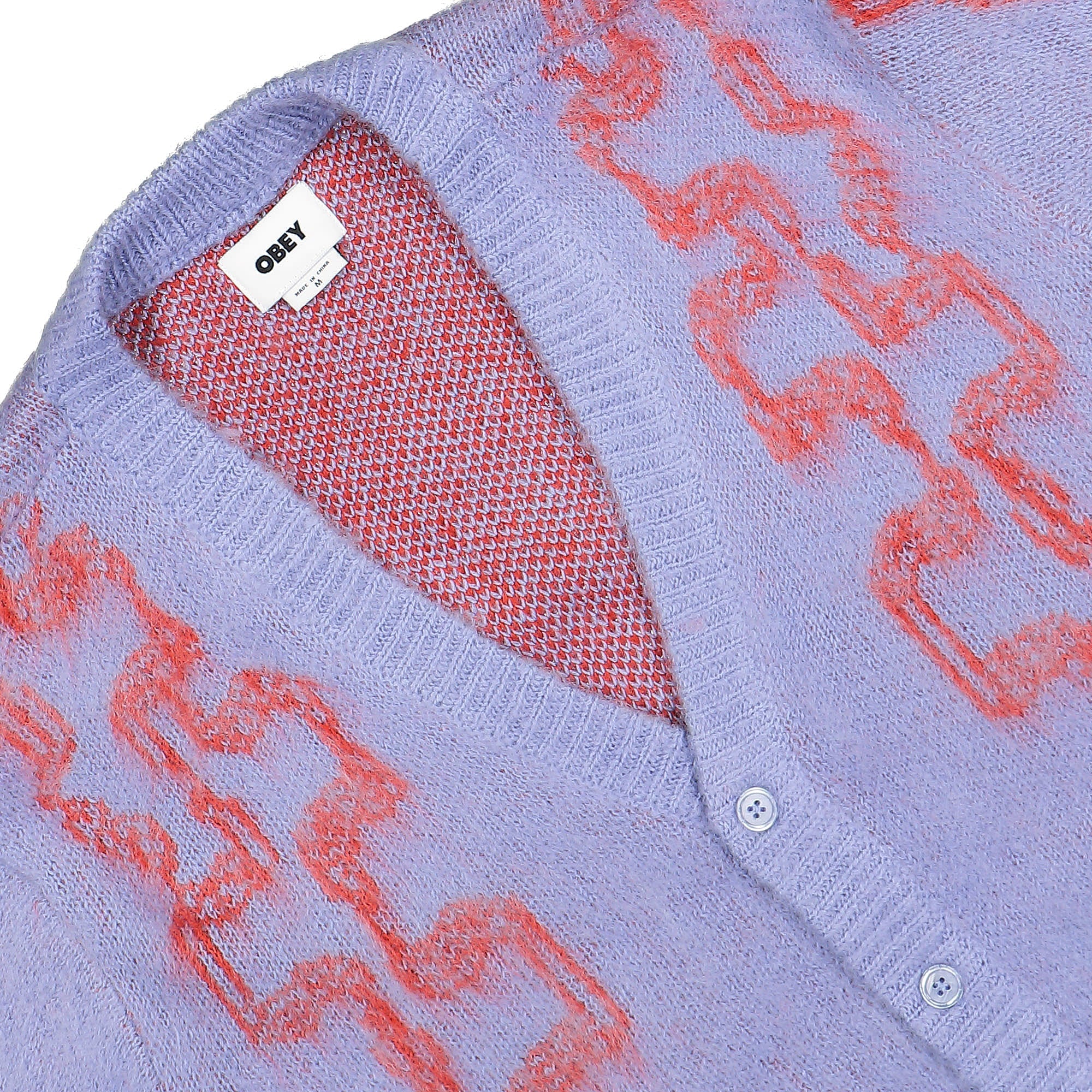 Obey Temple Cardigan Digital Violet Cardigans Close-up | Overkill