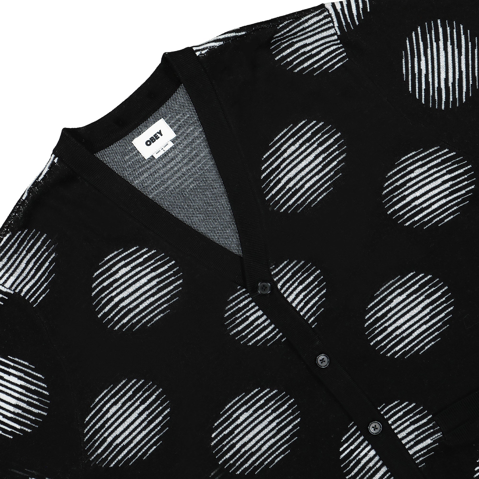 Obey Oval Cardigan Black Multi Cardigans Close-up | Overkill