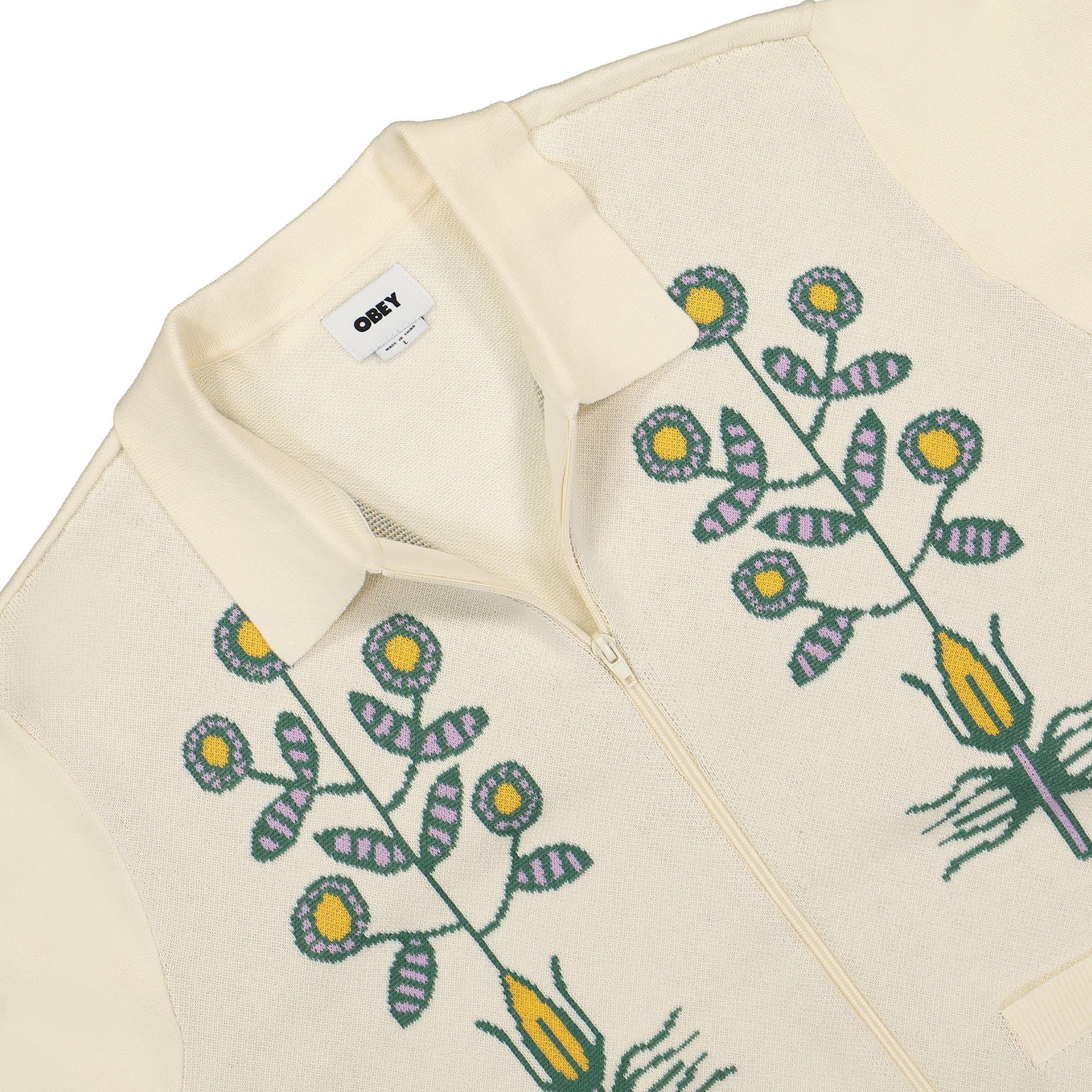 Obey Totem Cardigan Unbleached Cardigans Close-up | Overkill