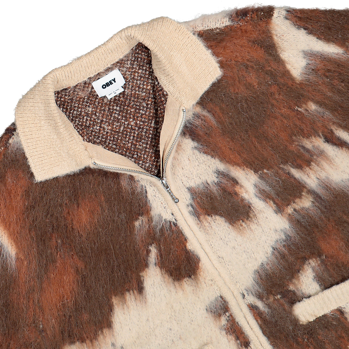 Obey Cow Pattern Zip Sweater Cow Multi Cardigans 151010050-COW Detailfoto | Overkill