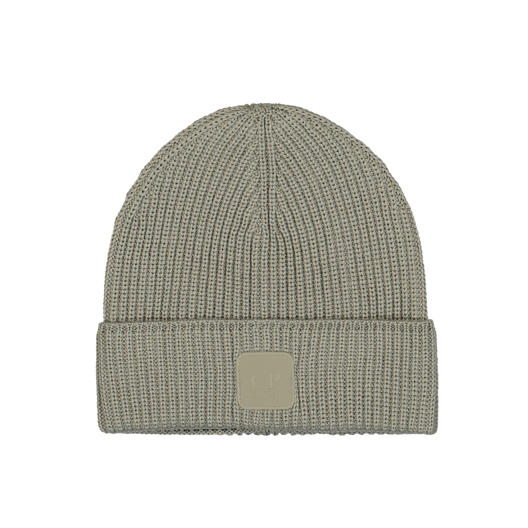 C.P. Company Extrafine Merino Wool Logo Beanie Silver Sage Beanies 15CLAC121A-005509A 335 | Overkill