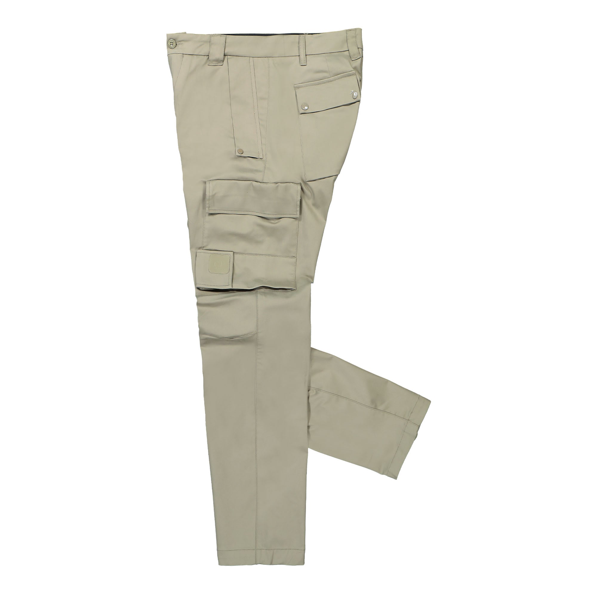 C.P. Company Metropolis Series Stretch Sateen Ergonomic Cargo Pants Silver Sage Cargo Pants Close-up | Overkill