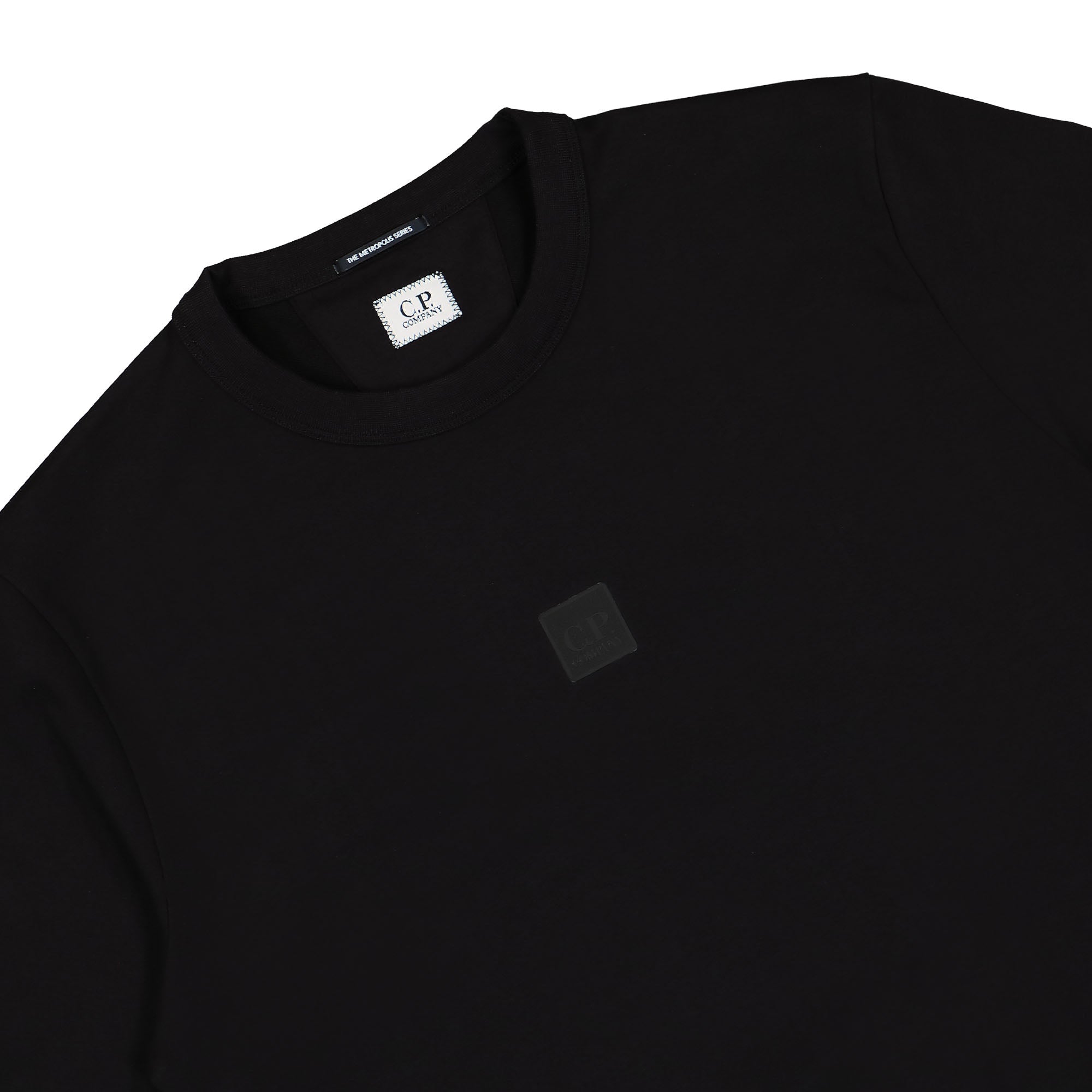 C.P. Company Stretch Fleece Logo Badge Sweatshirt Black Sweatshirts Close-up | Overkill
