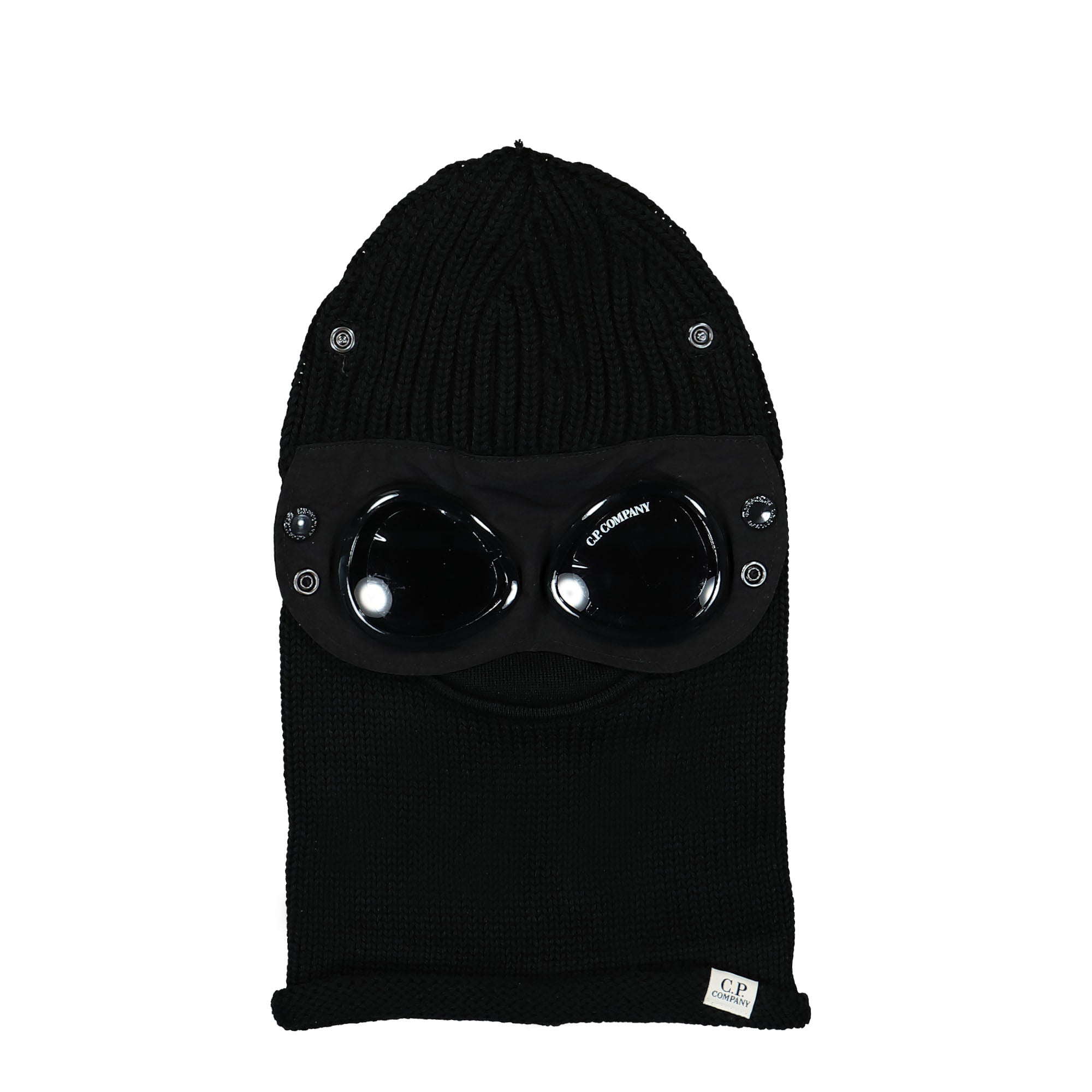 C.P. Company Extrafine Merino Wool Goggle Balaclava Black Balaclavas 15CMAC301A-005509A 999 | Overkill