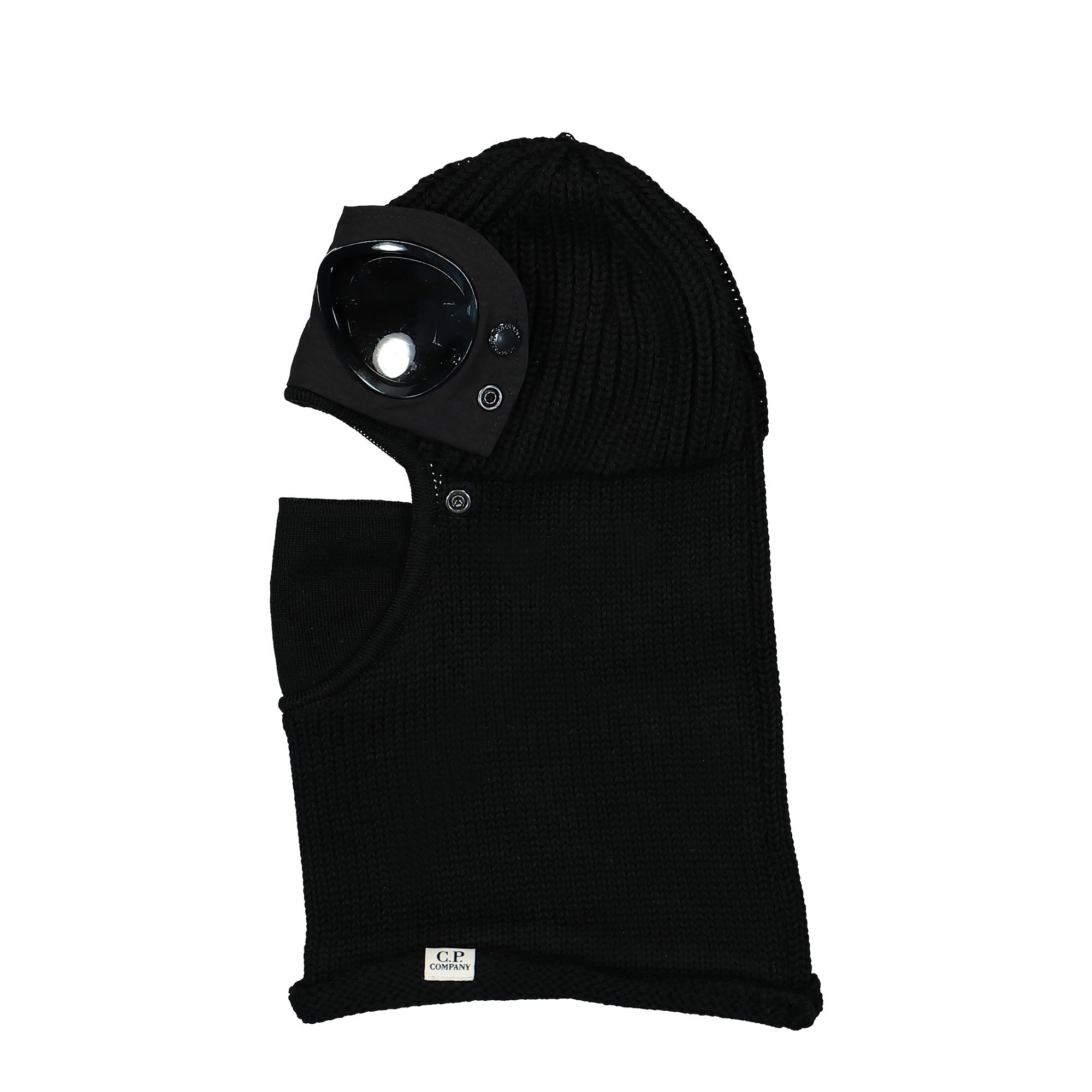 C.P. Company Extrafine Merino Wool Goggle Balaclava Black Balaclavas Detailfoto | Overkill