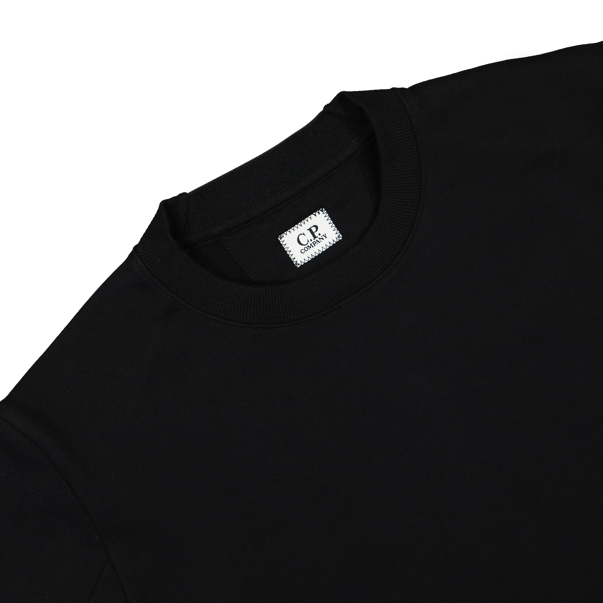 C.P. Company Diagonal Raised Fleece Lens Sweatshirt Black Sweatshirts Close-up | Overkill