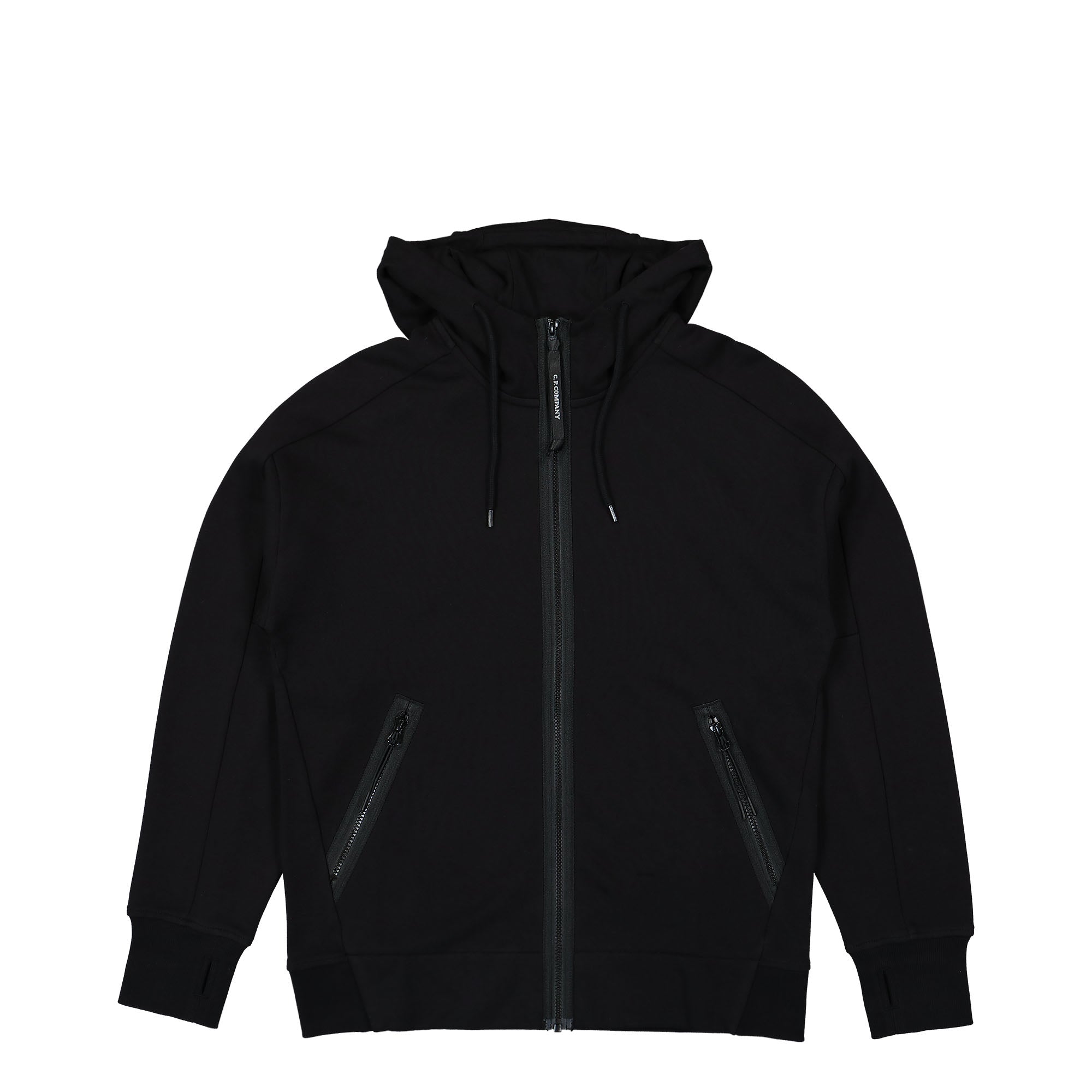 C.P. Company Diagonal Raised Fleece Google Hoodie Black Hoodies 15CMSS082A005086W 999 | Overkill