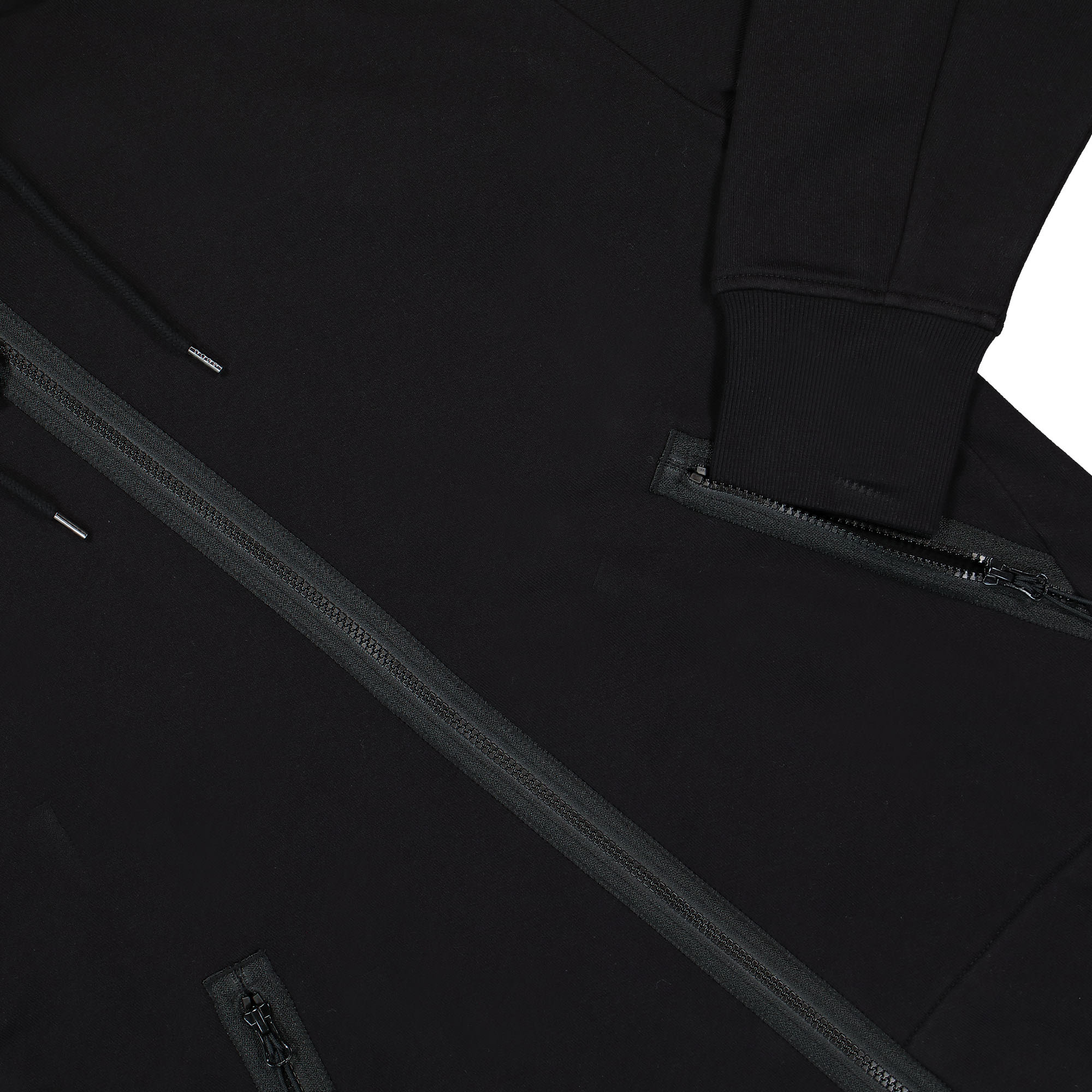 C.P. Company Diagonal Raised Fleece Google Hoodie Black Hoodies Detailfoto | Overkill