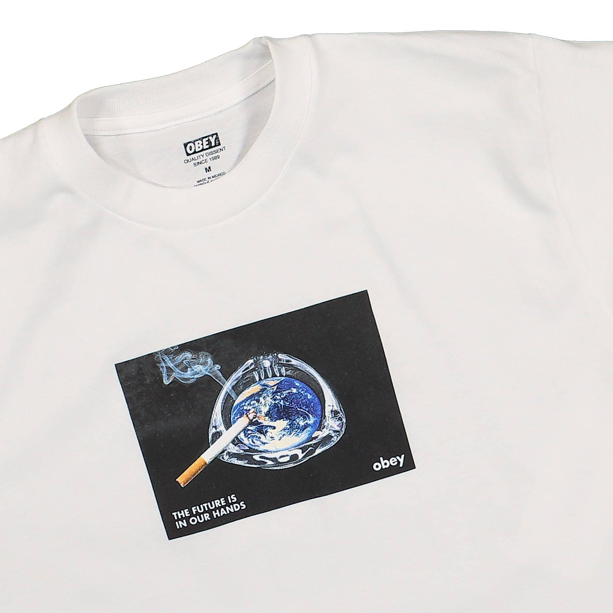 Obey The Future Is In Our Hand Tee White T-Shirts Close-up | Overkill