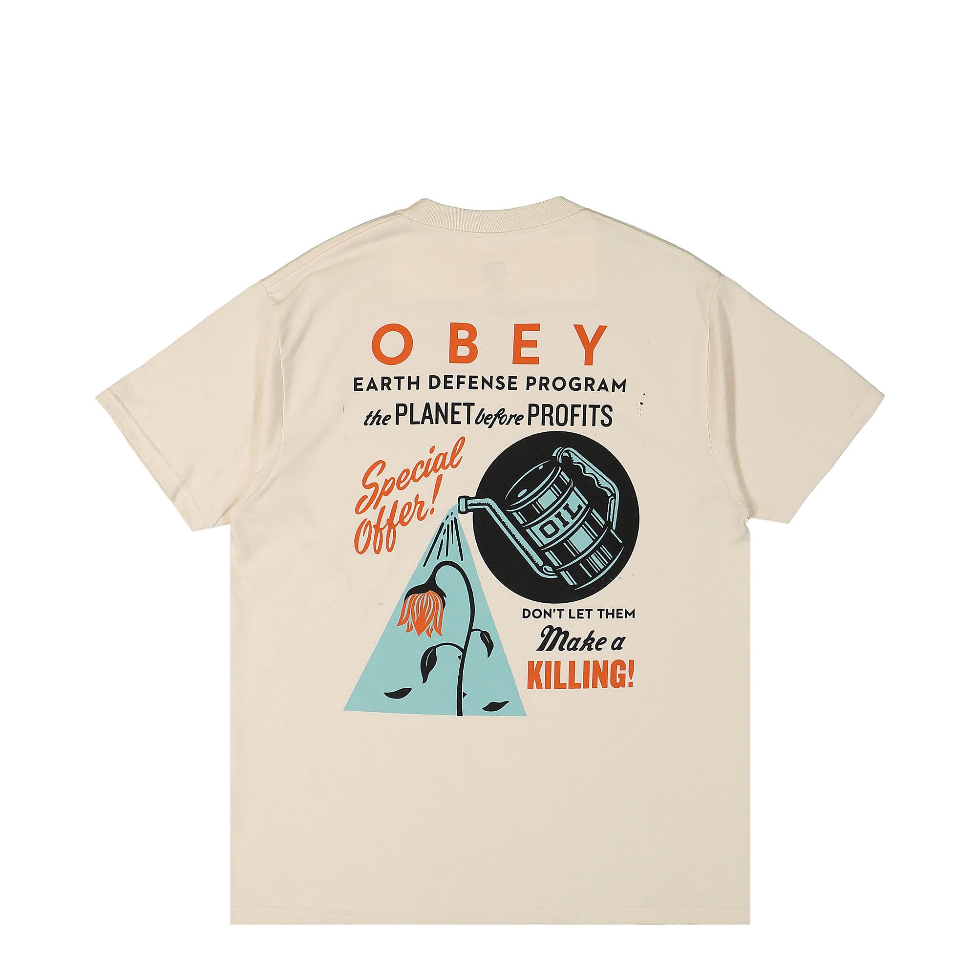 Obey Earth Defense Tee Cream T-Shirts Close-up | Overkill