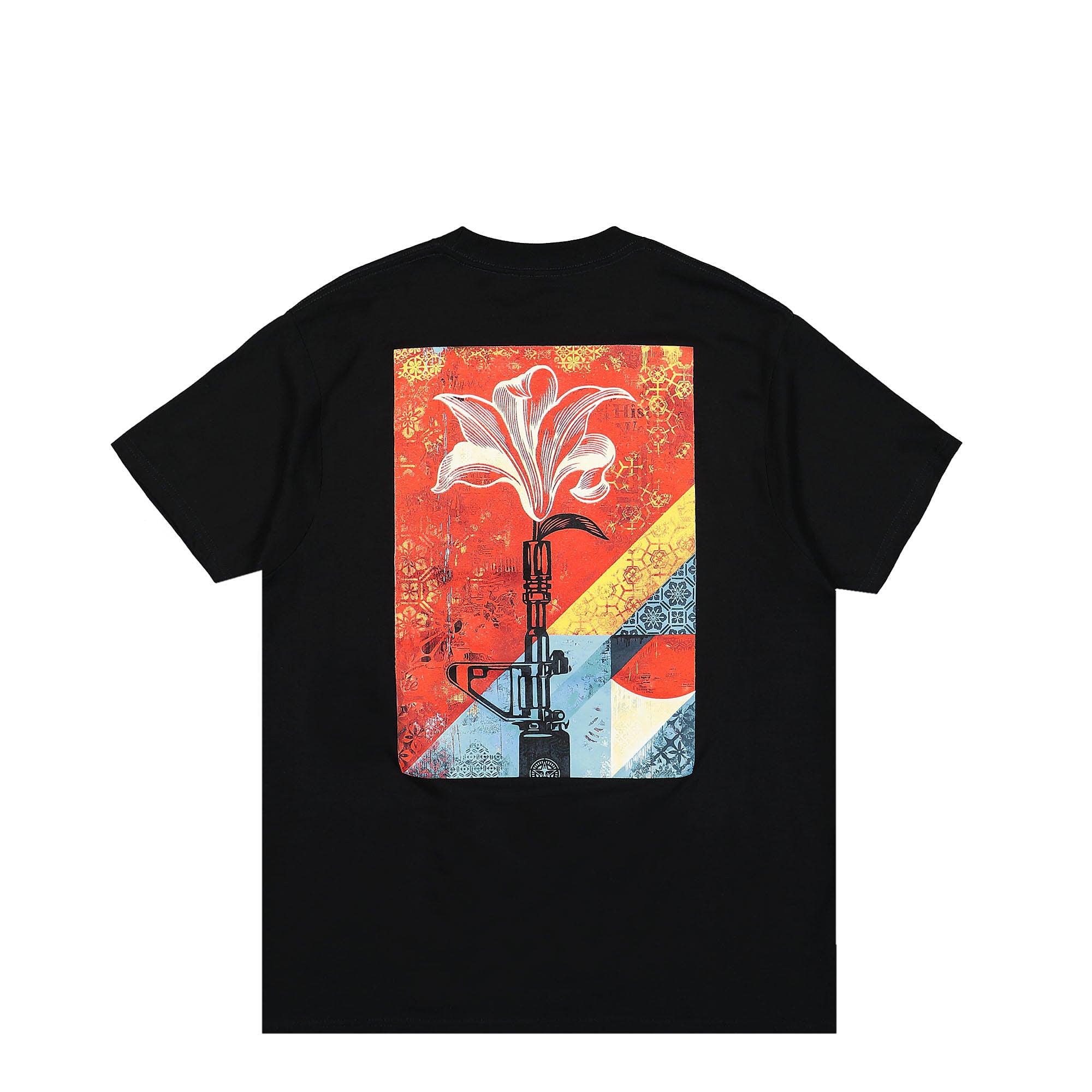 Obey AR-15 Lilly Tee Black T-Shirts Close-up | Overkill