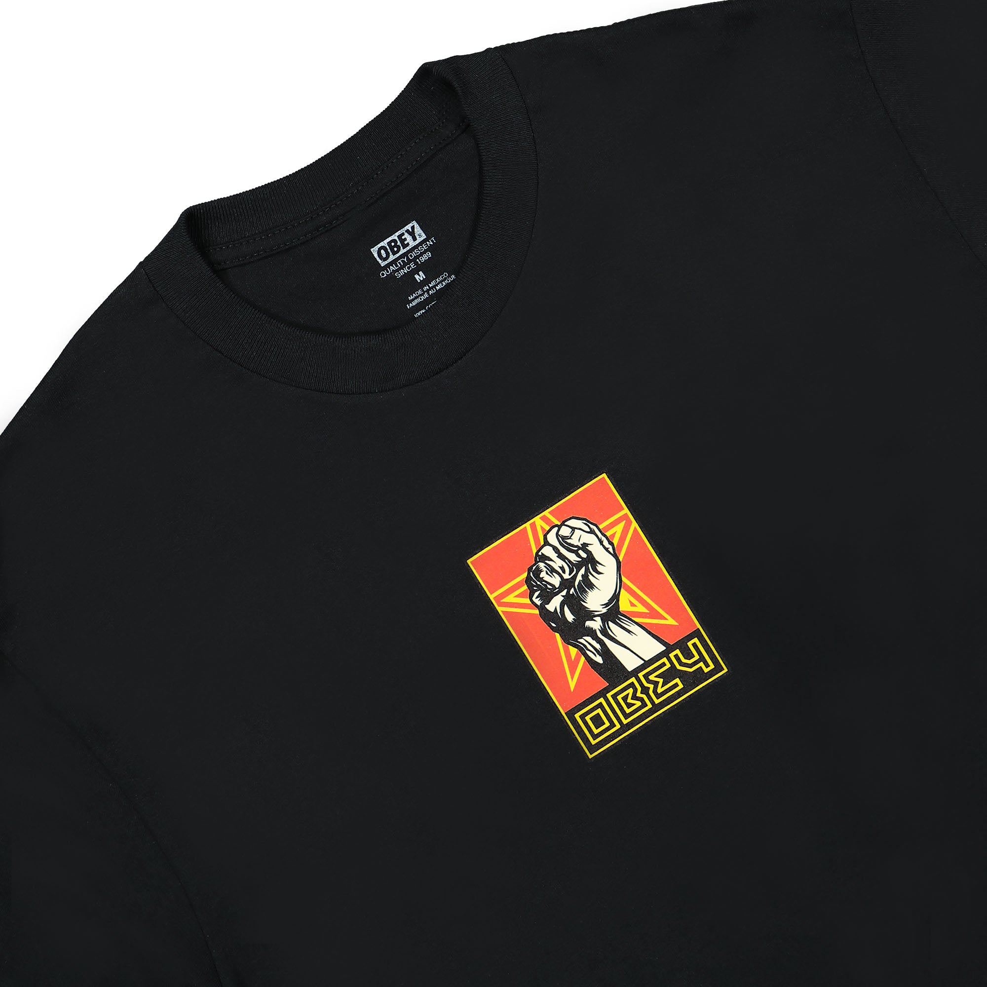 Obey Fist Tee Black T-Shirts Close-up | Overkill