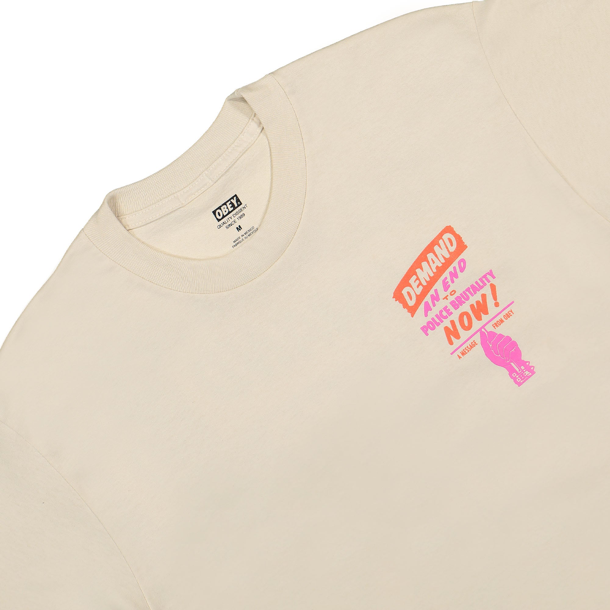 Obey End Police Brutality Tee Cream T-Shirts Material | Overkill