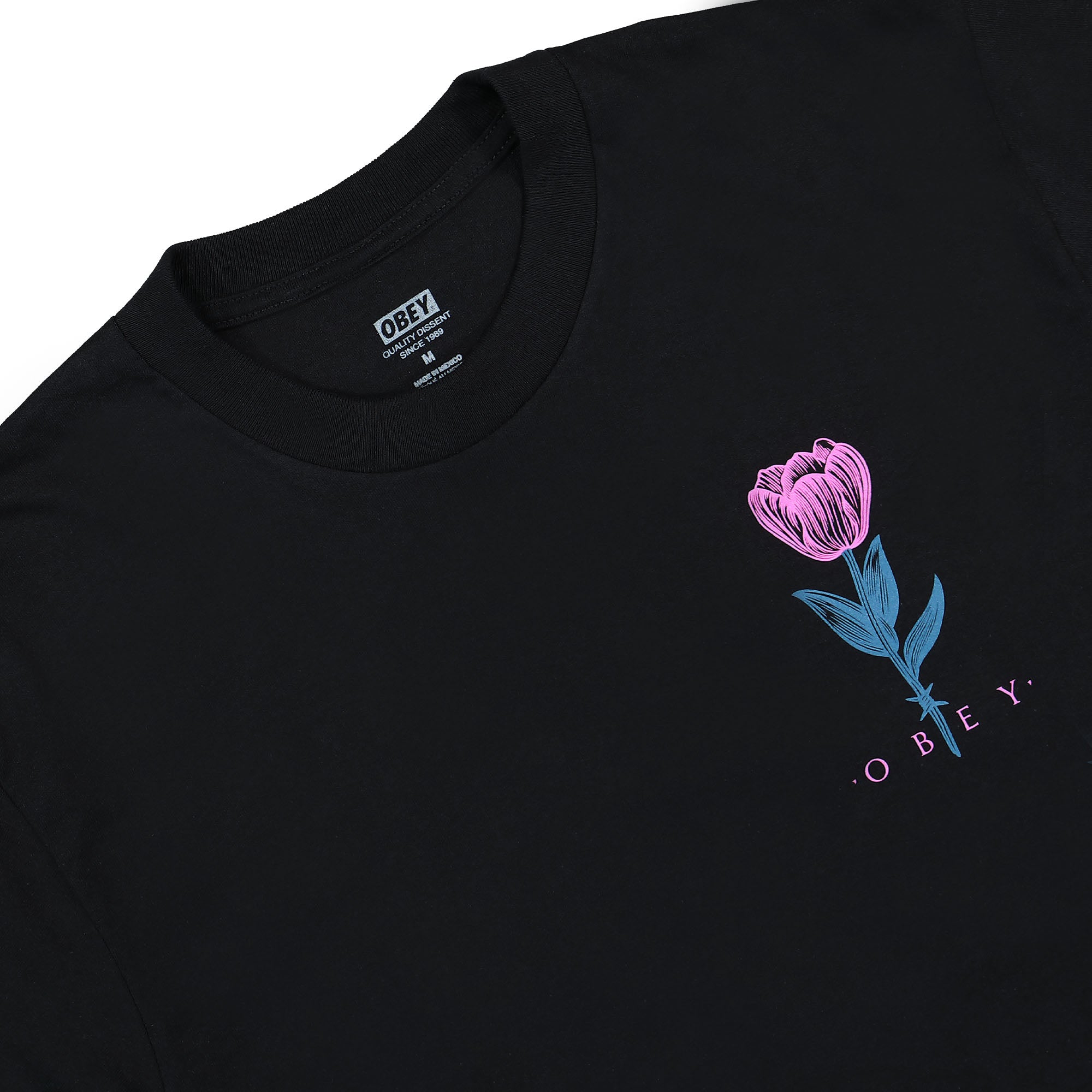 Obey Barbwire Flower Tee Black T-Shirts Material | Overkill