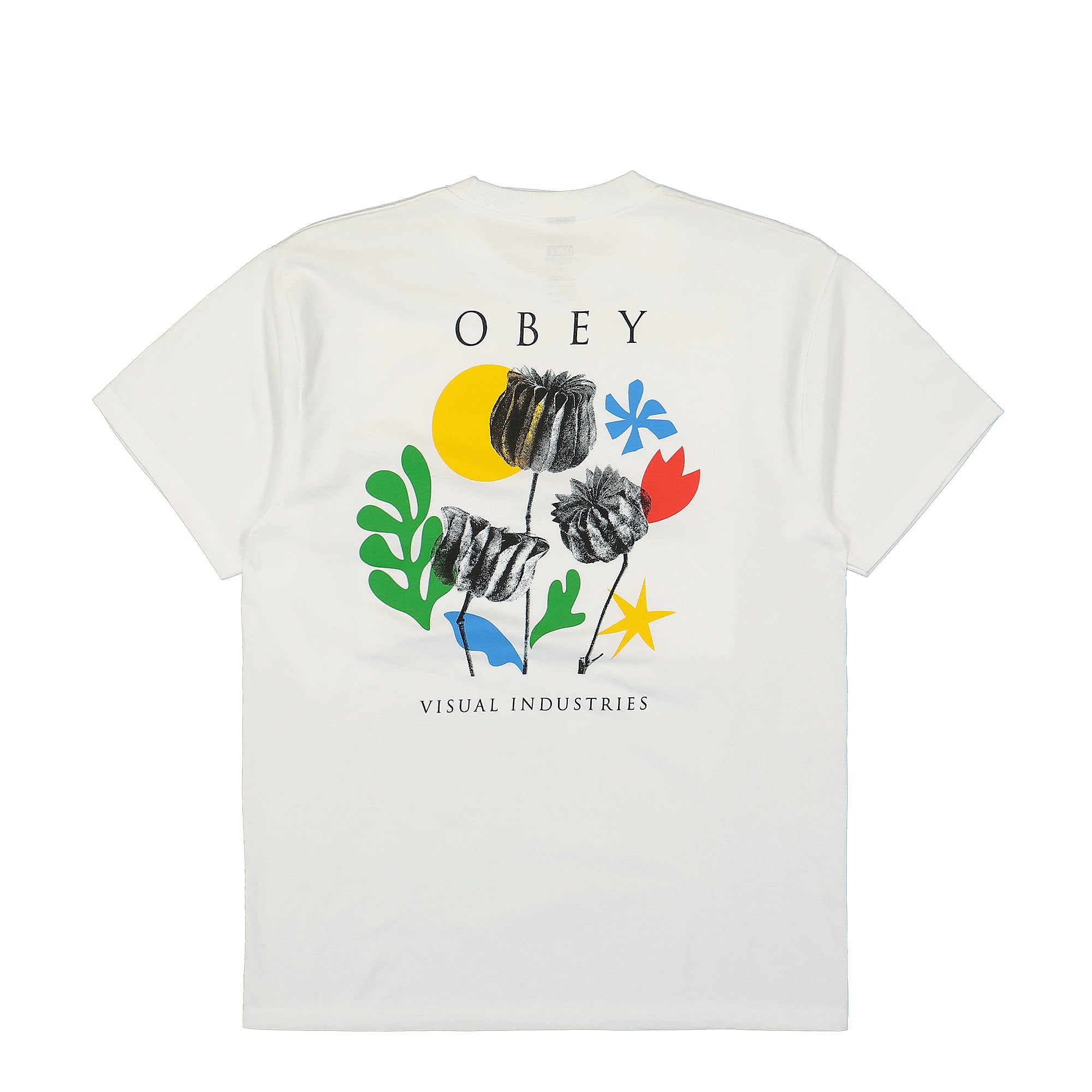 Obey Flowers Papers Scissors Classic T-Shirt White T-Shirts Close-up | Overkill