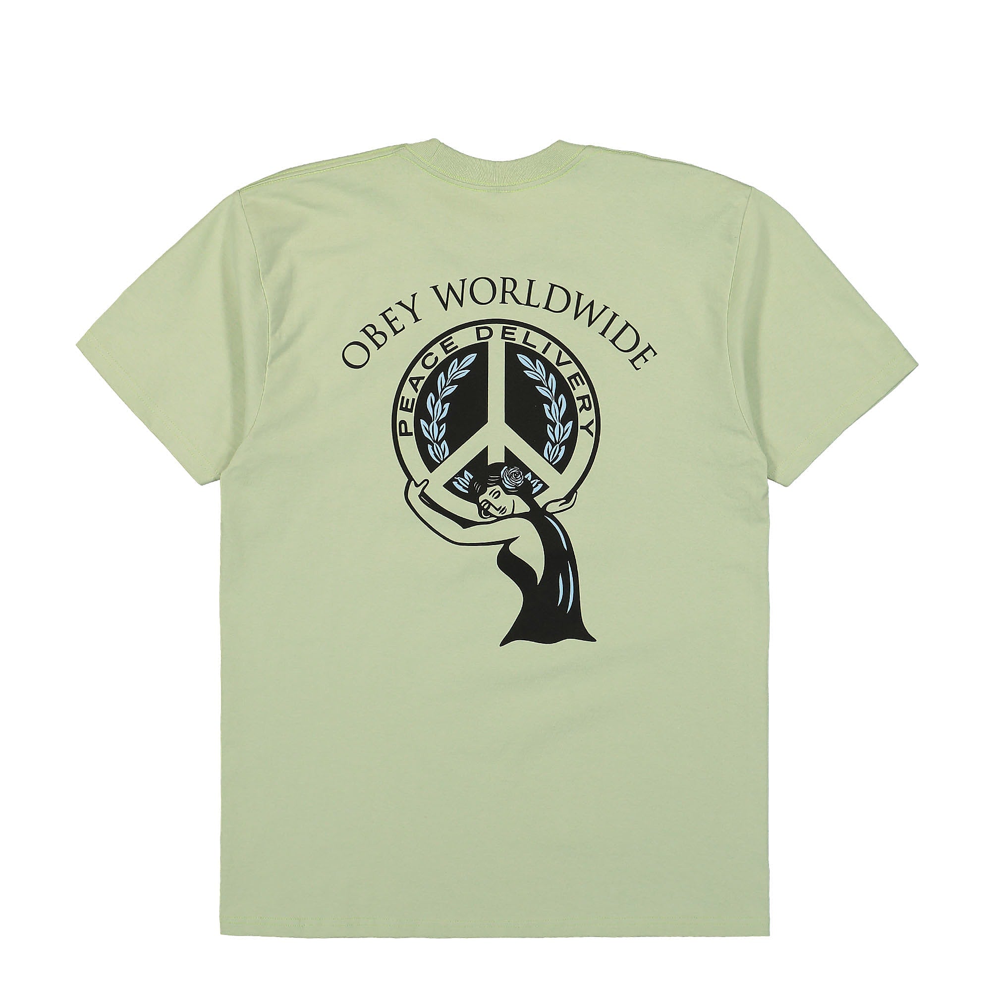 Obey Peace Delivery T-Shirt Cucumber T-Shirts Close-up | Overkill