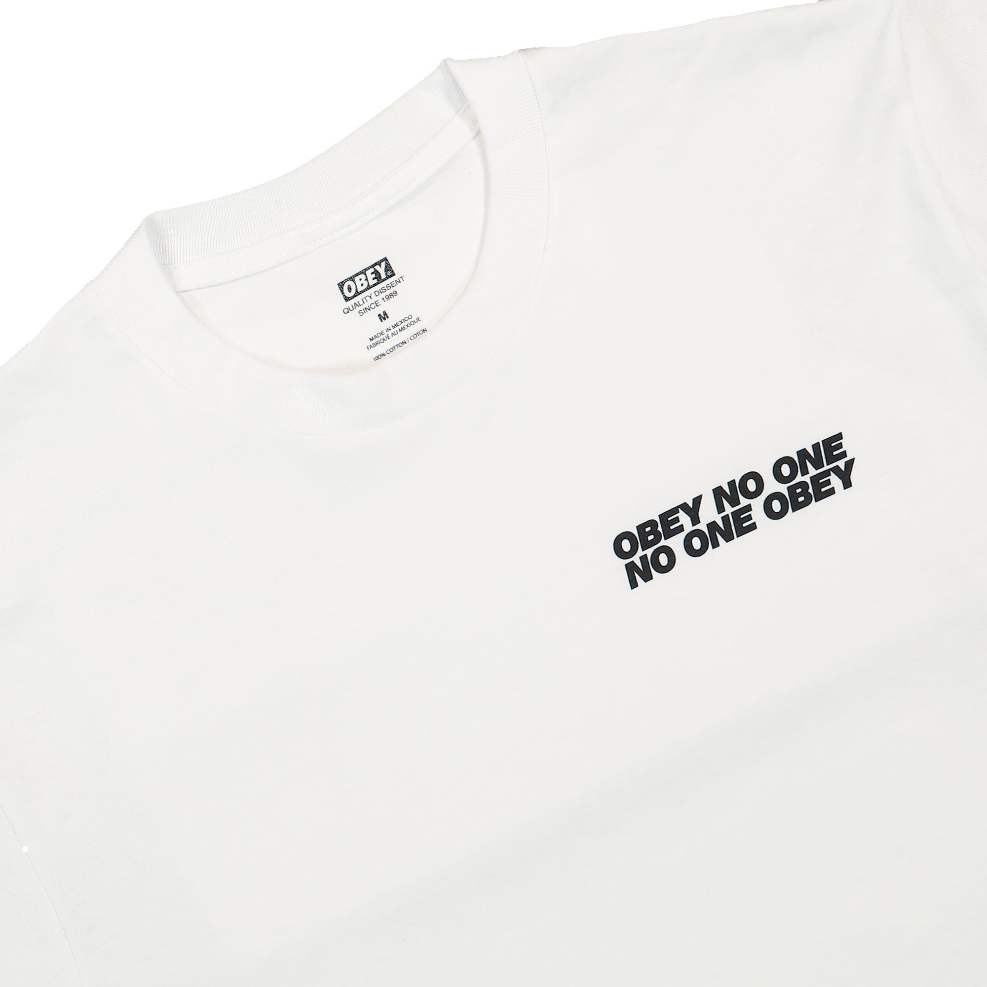 Obey No One Obey T-Shirt White T-Shirts Close-up | Overkill