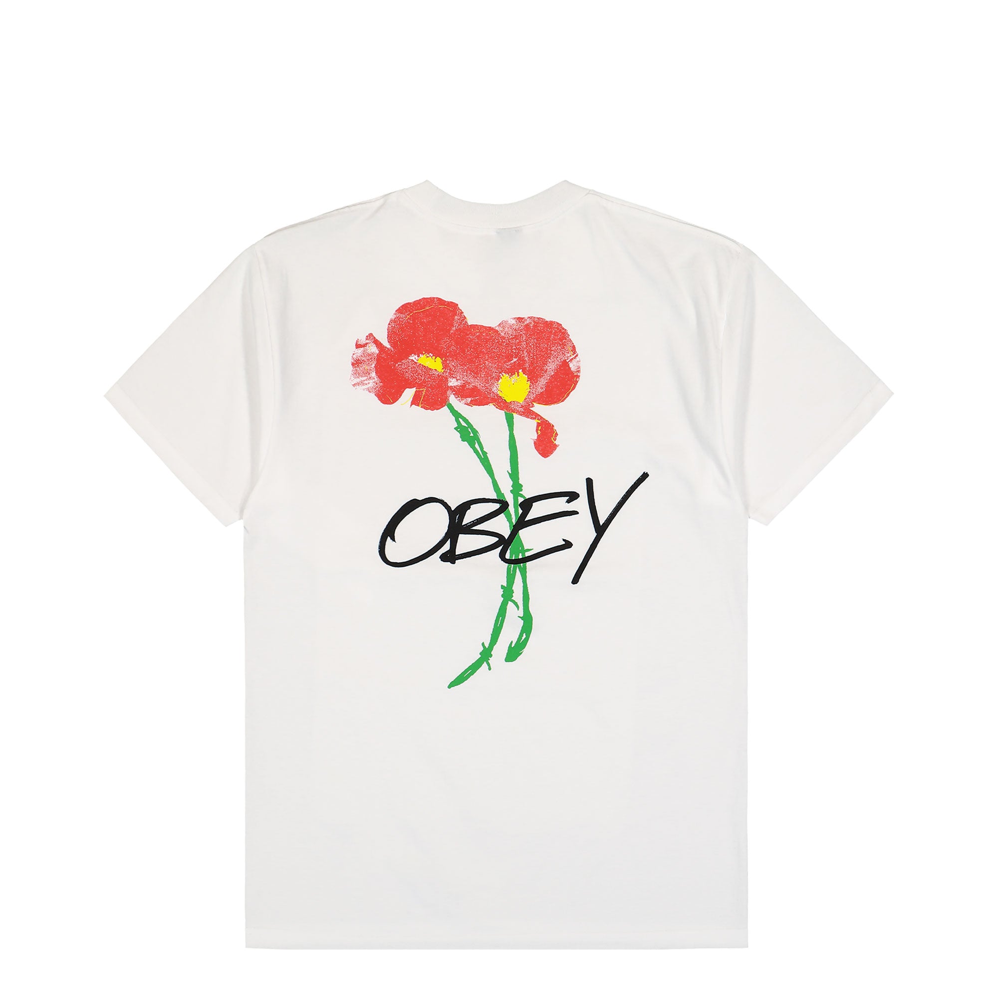 Obey Poppies T-Shirt White T-Shirts Close-up | Overkill
