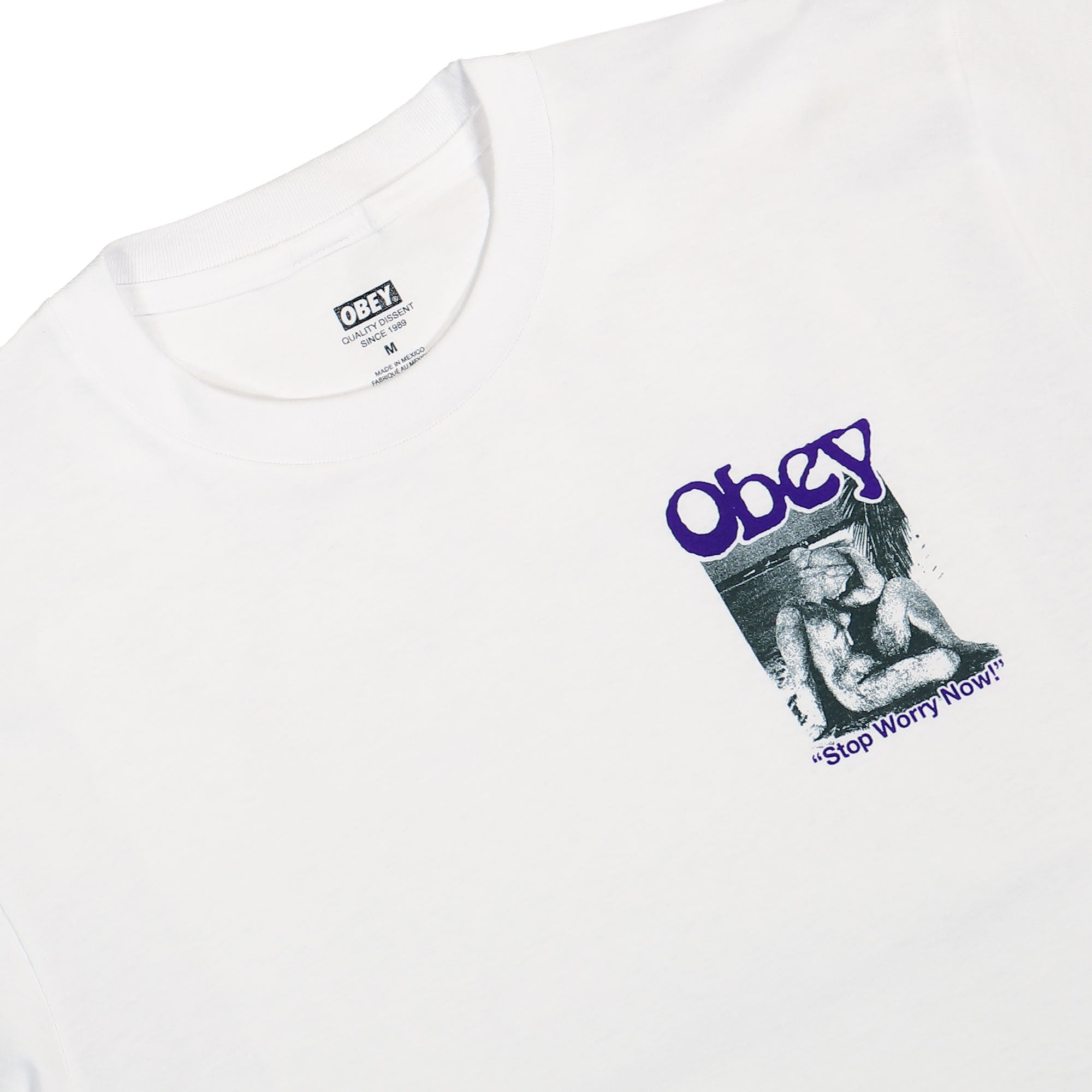 Obey Stop Worry Now T-Shirt White T-Shirts Material | Overkill