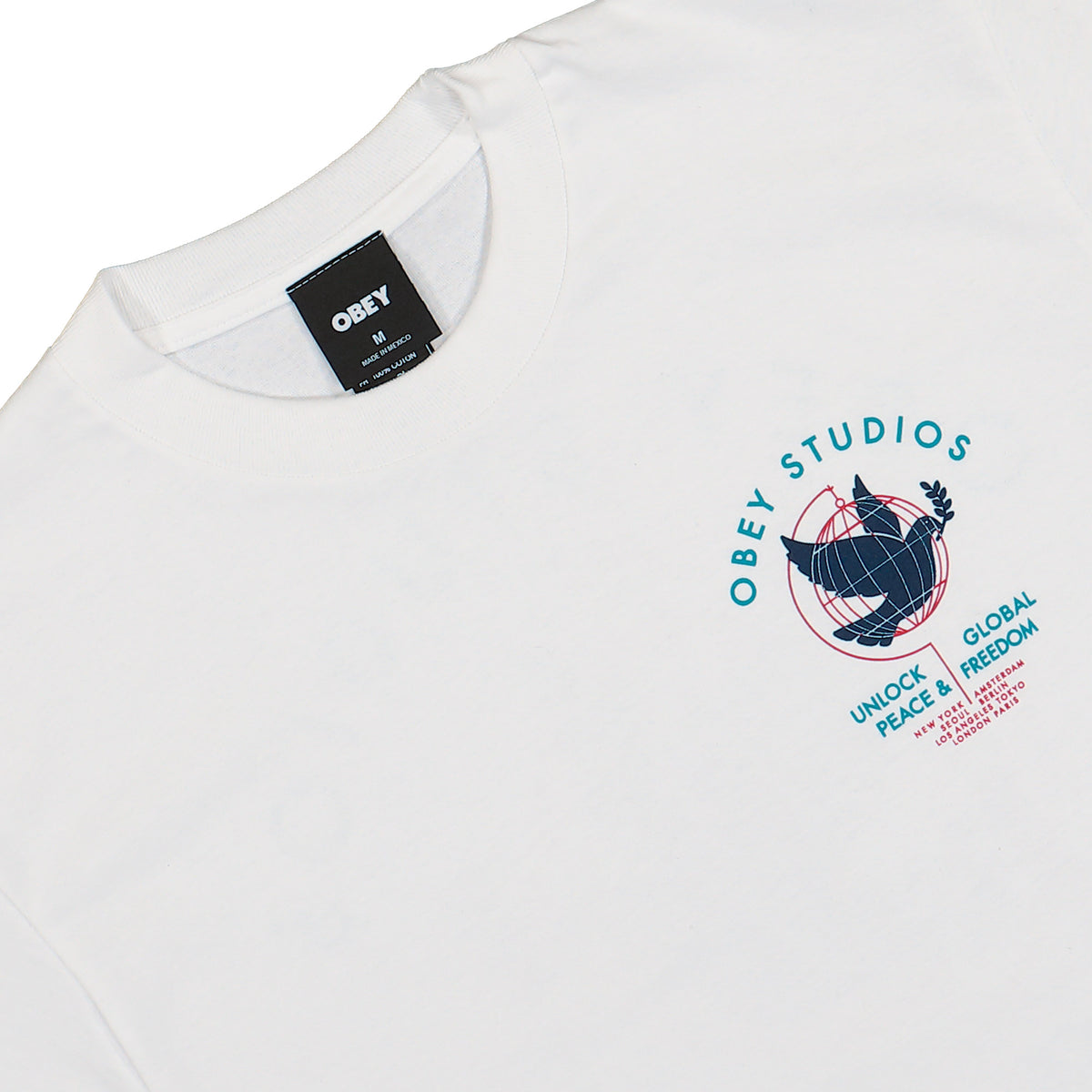 Obey Unlock Peace & Freedom White T-Shirt 165264433-WHT Detailfoto | Overkill