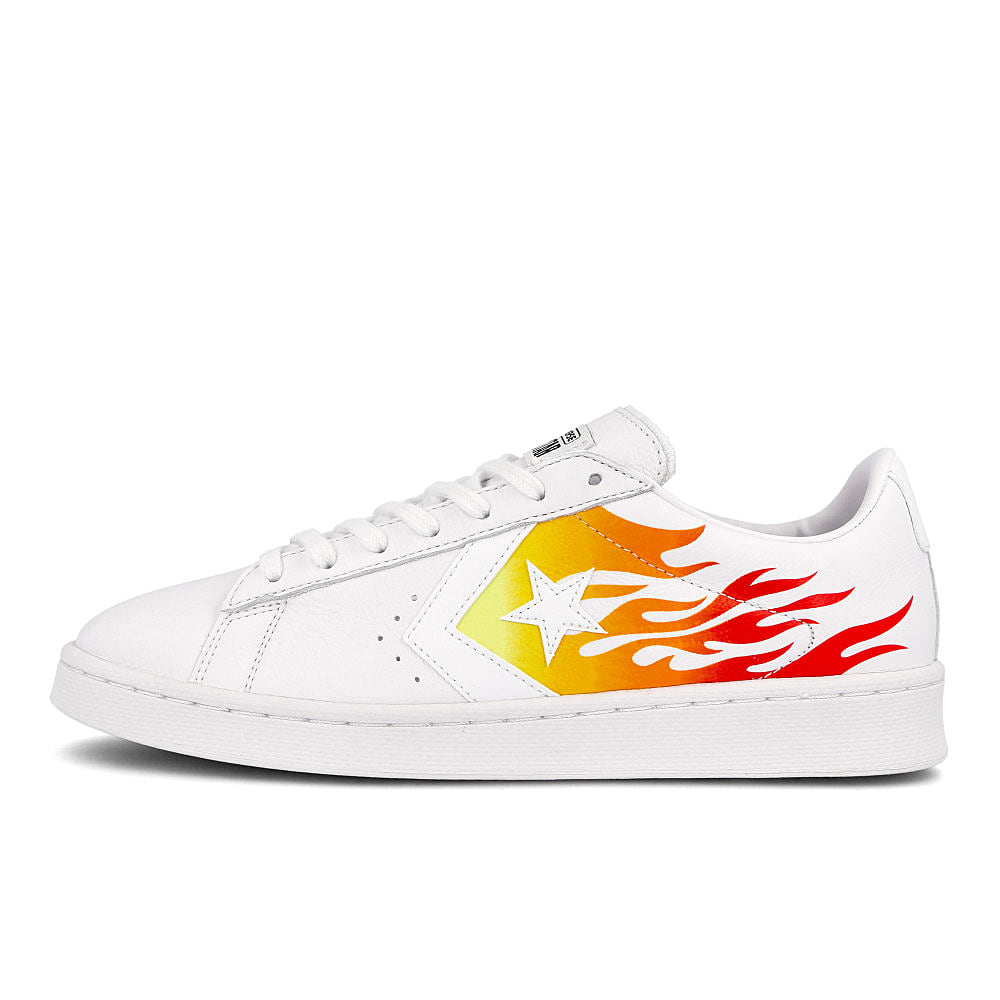 Converse pro leather ox White-Bold Mandarin-Enamel Red Sneakers 167935C | Overkill