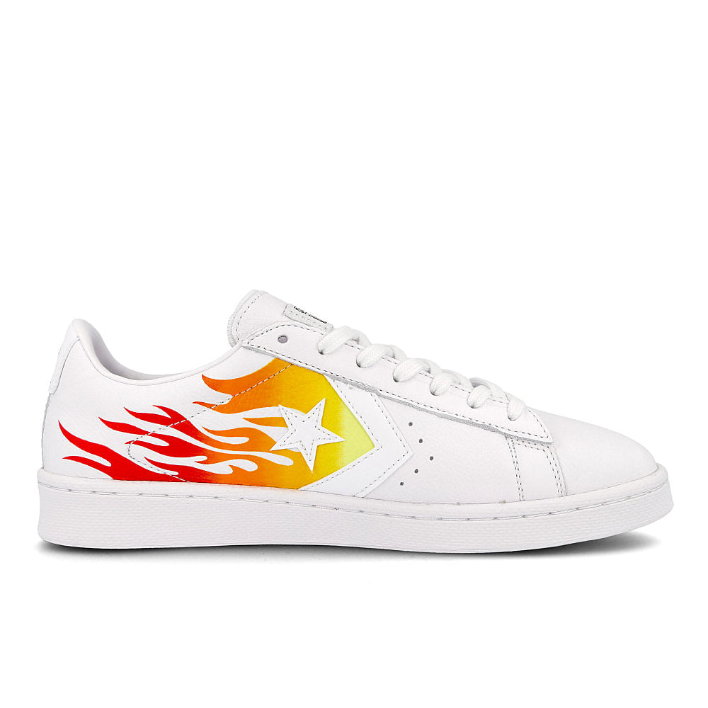 Converse pro leather ox White-Bold Mandarin-Enamel Red Sneakers Silhouette | Overkill