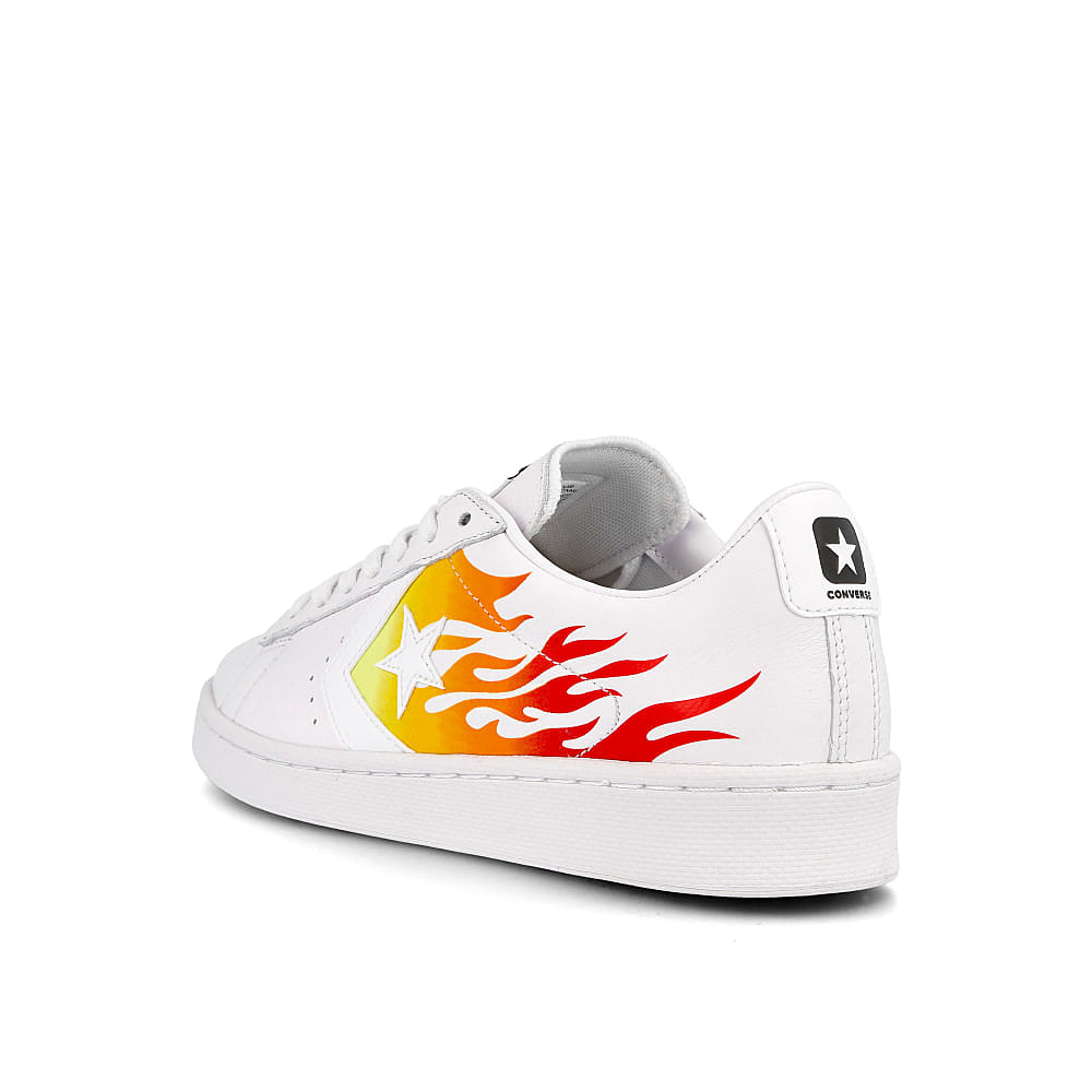 Converse pro leather ox White-Bold Mandarin-Enamel Red Sneakers Material | Overkill
