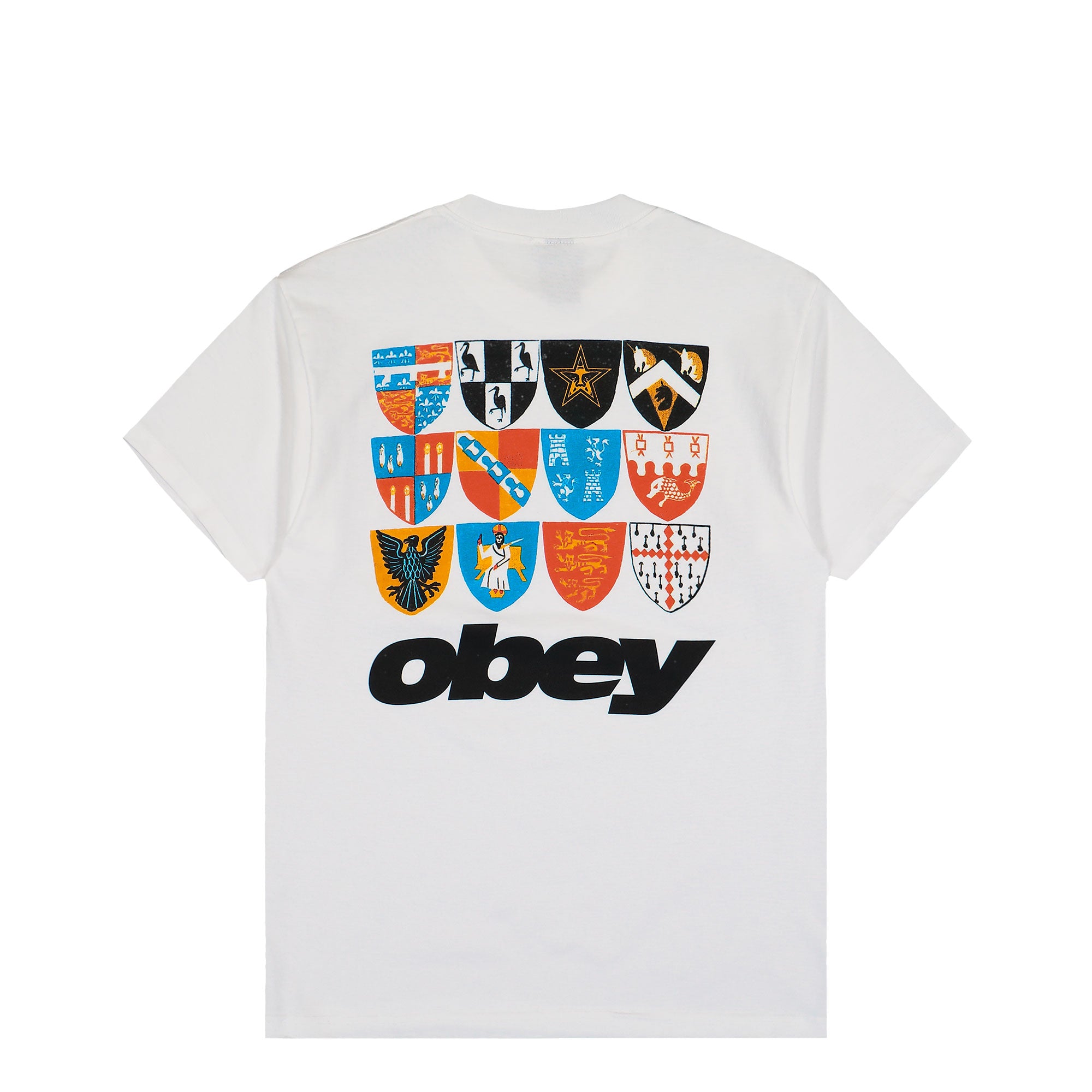 Obey Shields T-Shirt White T-Shirt 168024464-WHT Close-up | Overkill