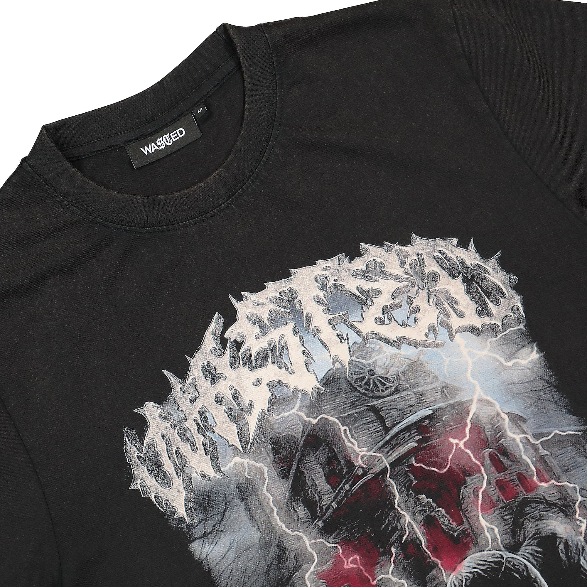 Wasted Paris Undead T-Shirt Faded Black T-Shirts Close-up | Overkill
