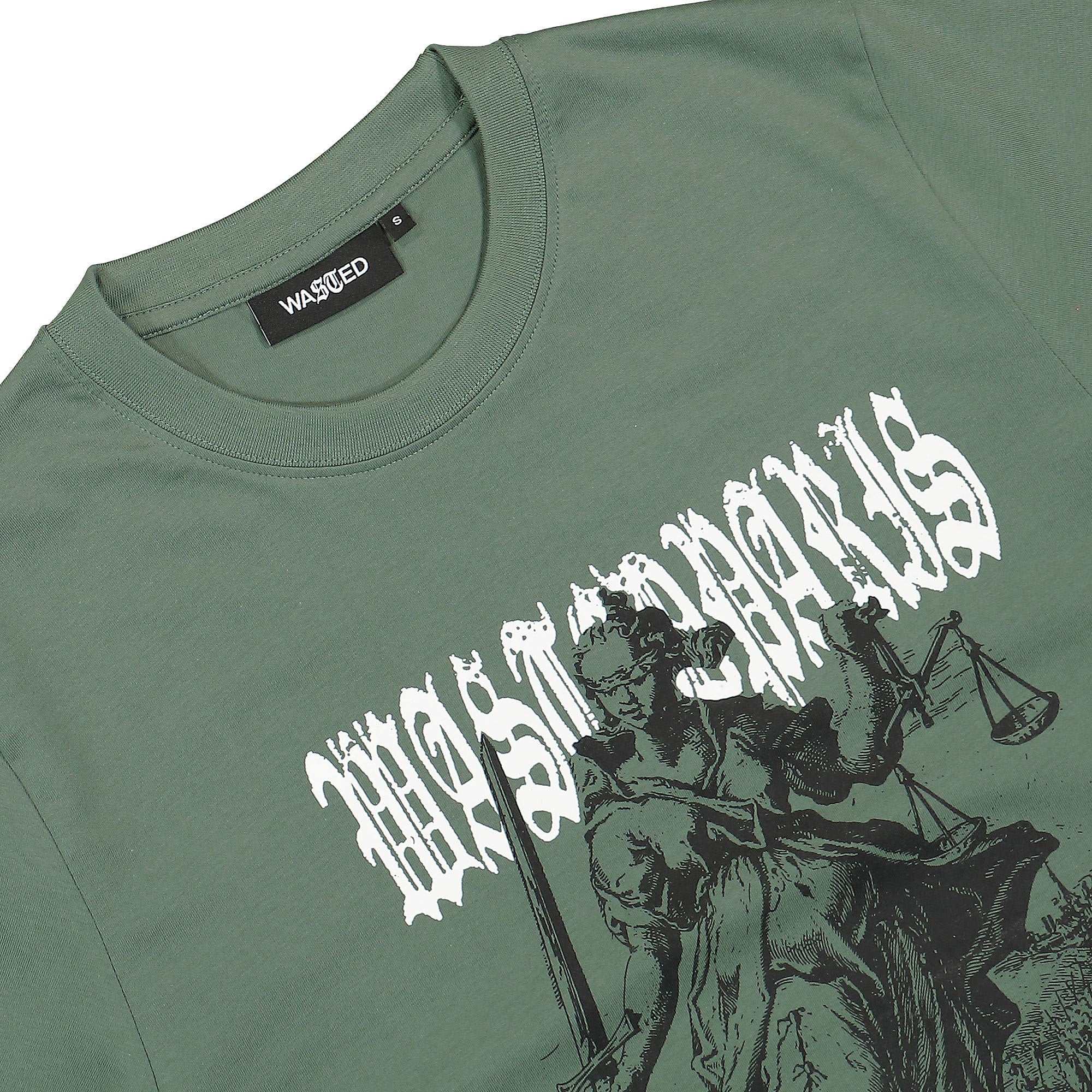 Wasted Paris Sentence T-Shirt Lichen Green T-Shirts Close-up | Overkill