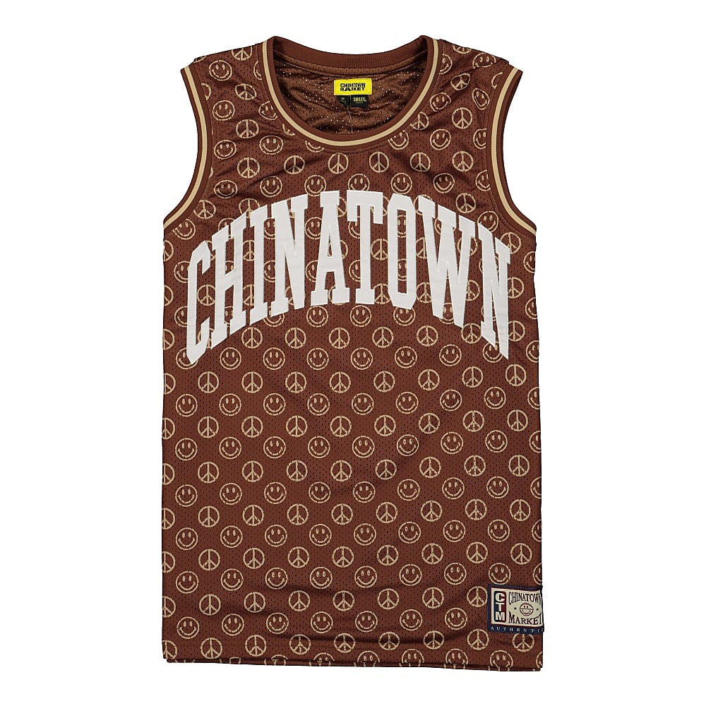 Chinatown Market Smiley Cabana Basketball Jersey Brown T-Shirts 1690008 / 1001 | Overkill