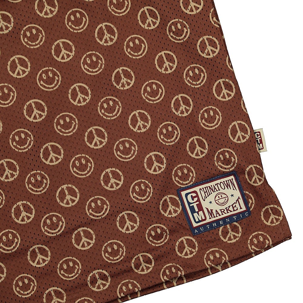 Chinatown Market Smiley Cabana Basketball Jersey Brown T-Shirts Close-up | Overkill