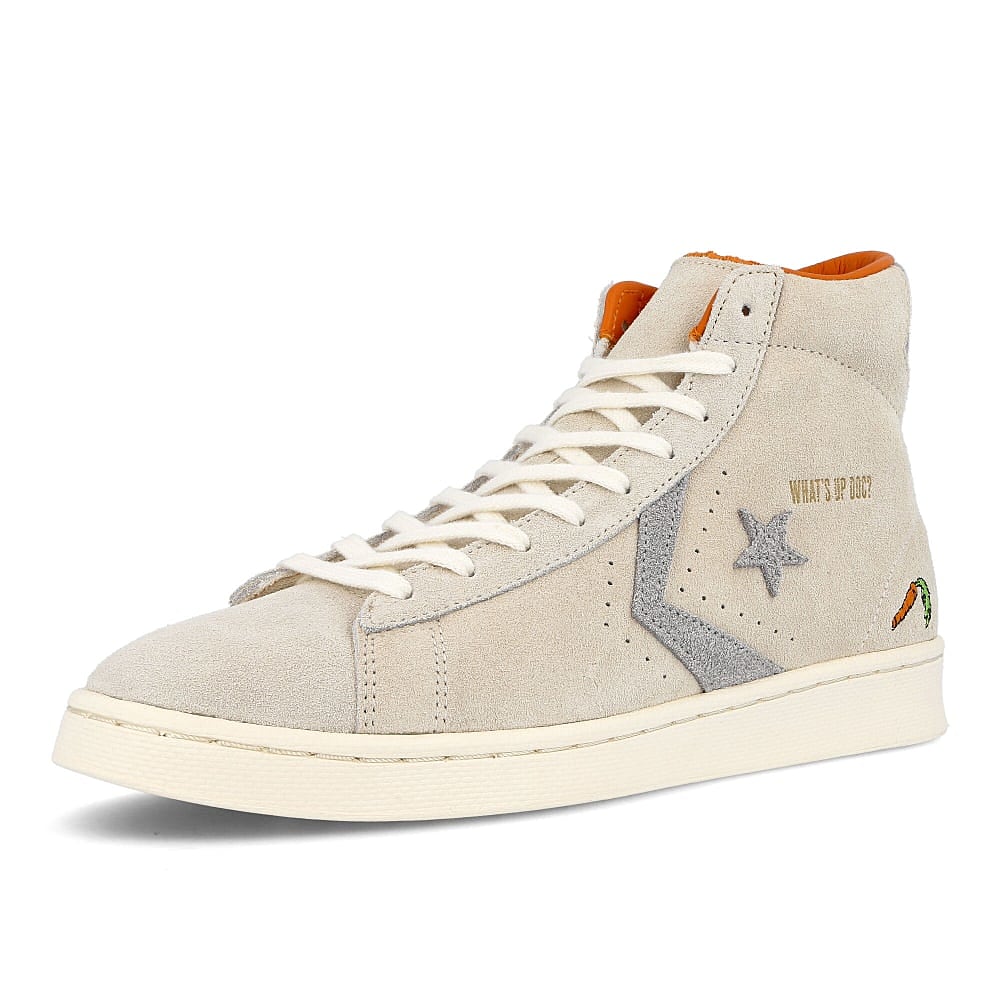 Converse Bugs Bunny x Converse Pro Leather HI Natural Ivory-Egret-Grey Sneakers Close Up | Overkill