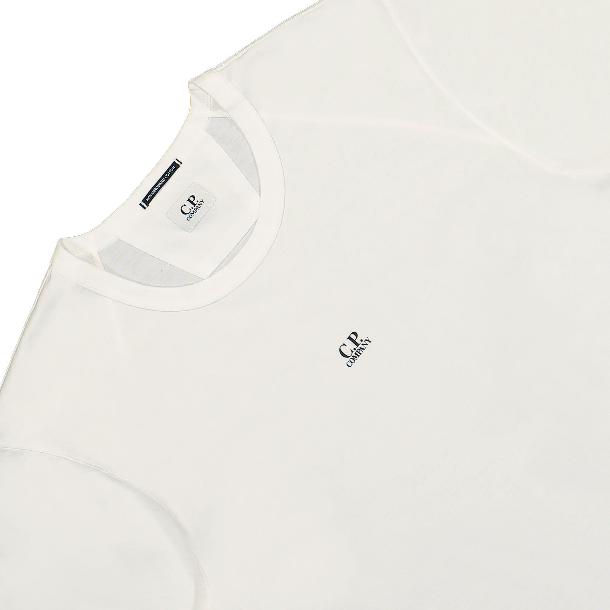 C.P. Company 70/2 Mercerized Jersey Logo T-Shirt Gauze White T-Shirts Close-up | Overkill
