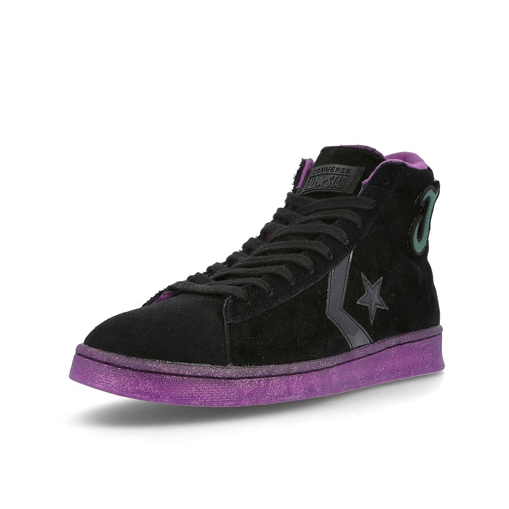 Converse Joe Freshgoods x Converse Pro Leather Hi Black-Black-Amaranth Sneakers Close Up | Overkill
